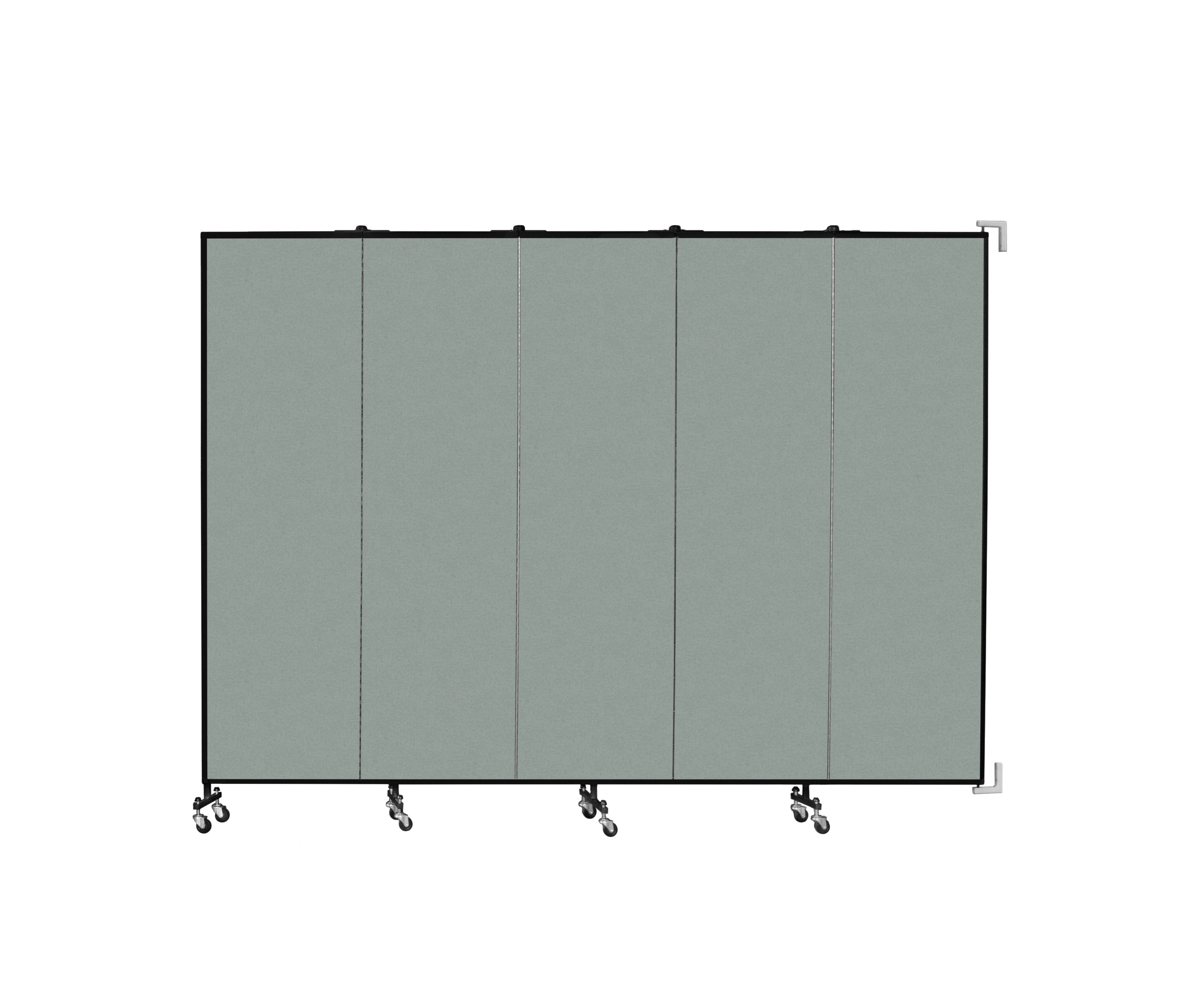 Wallmount Room Divider - 6' 8"H x 9' 2"L - 5 Panel, Mint, Vinyl