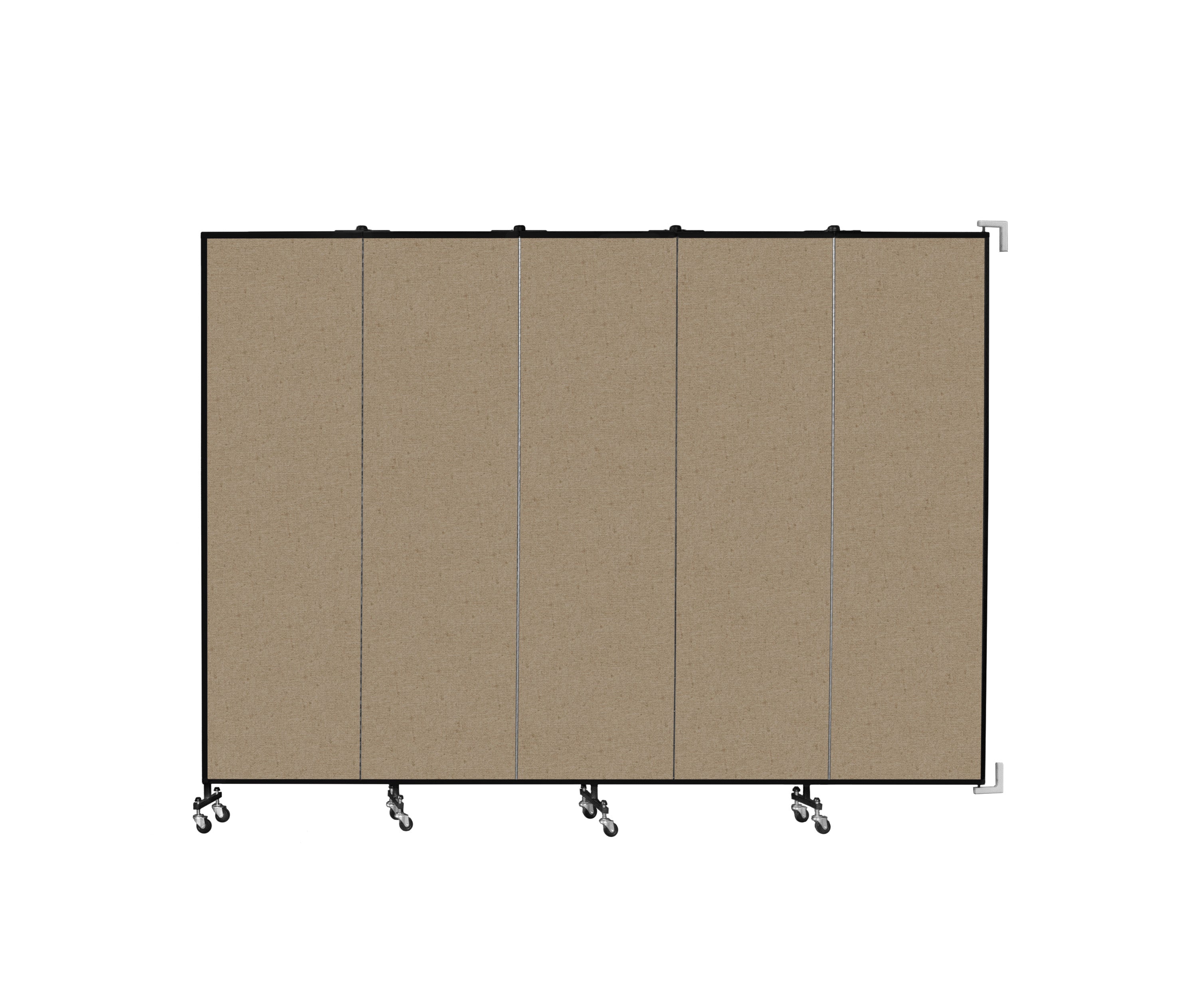 Wallmount Room Divider - 6' 8"H x 9' 2"L - 5 Panel, Sandalwood, Vinyl