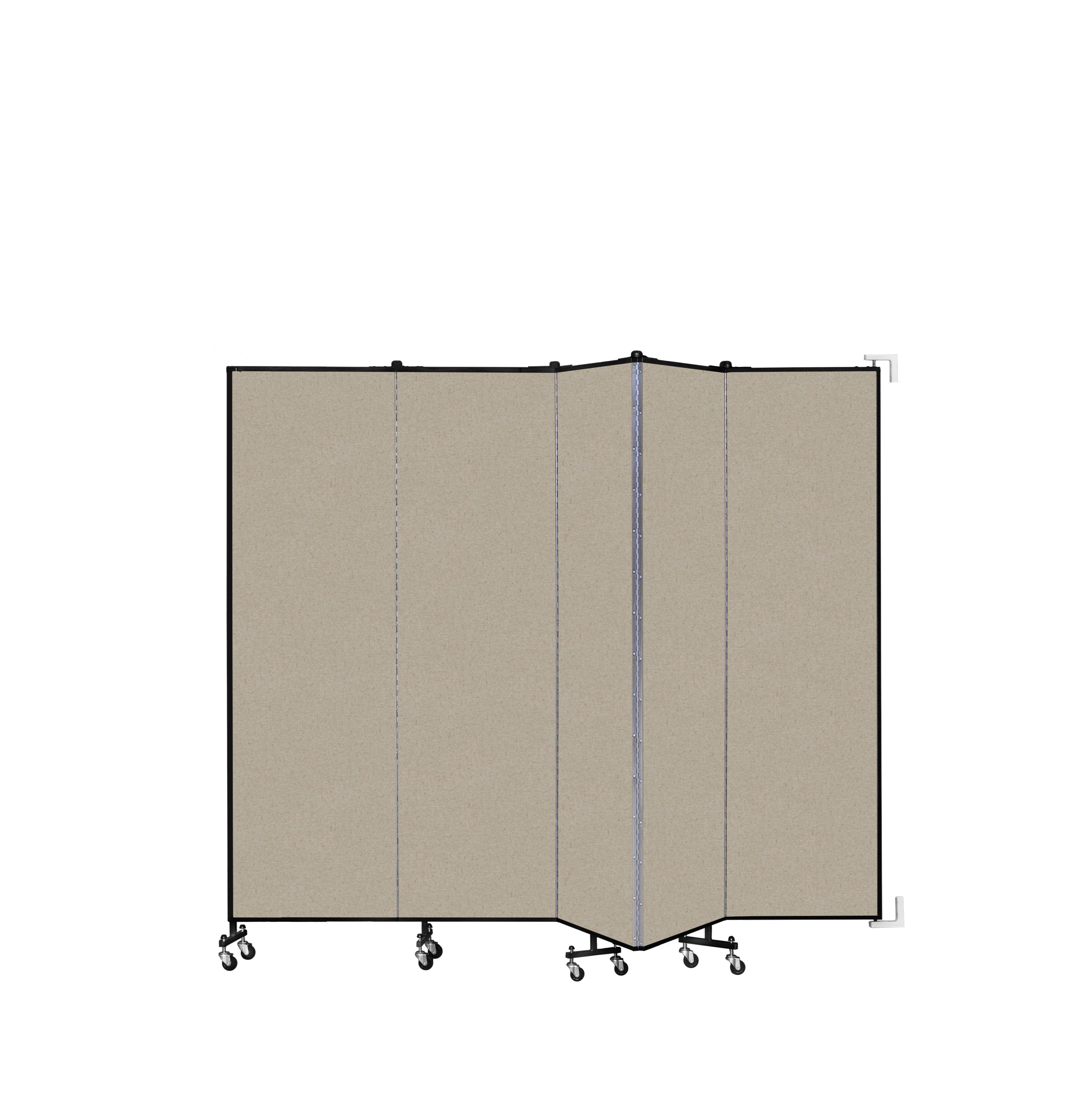 Wallmount Room Divider - 6' 8"H x 9' 2"L - 5 Panel, Hazelnut, Vinyl