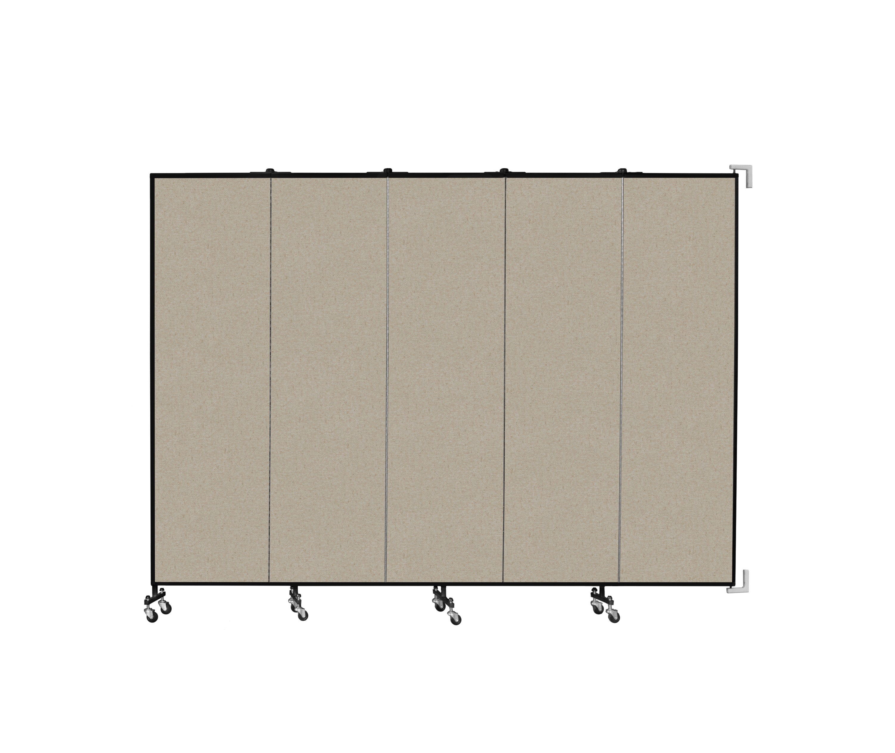 Wallmount Room Divider - 6' 8"H x 9' 2"L - 5 Panel, Hazelnut, Vinyl
