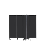 Wallmount Room Divider - 6' 8"H x 9' 2"L - 5 Panel, Coal, Vinyl