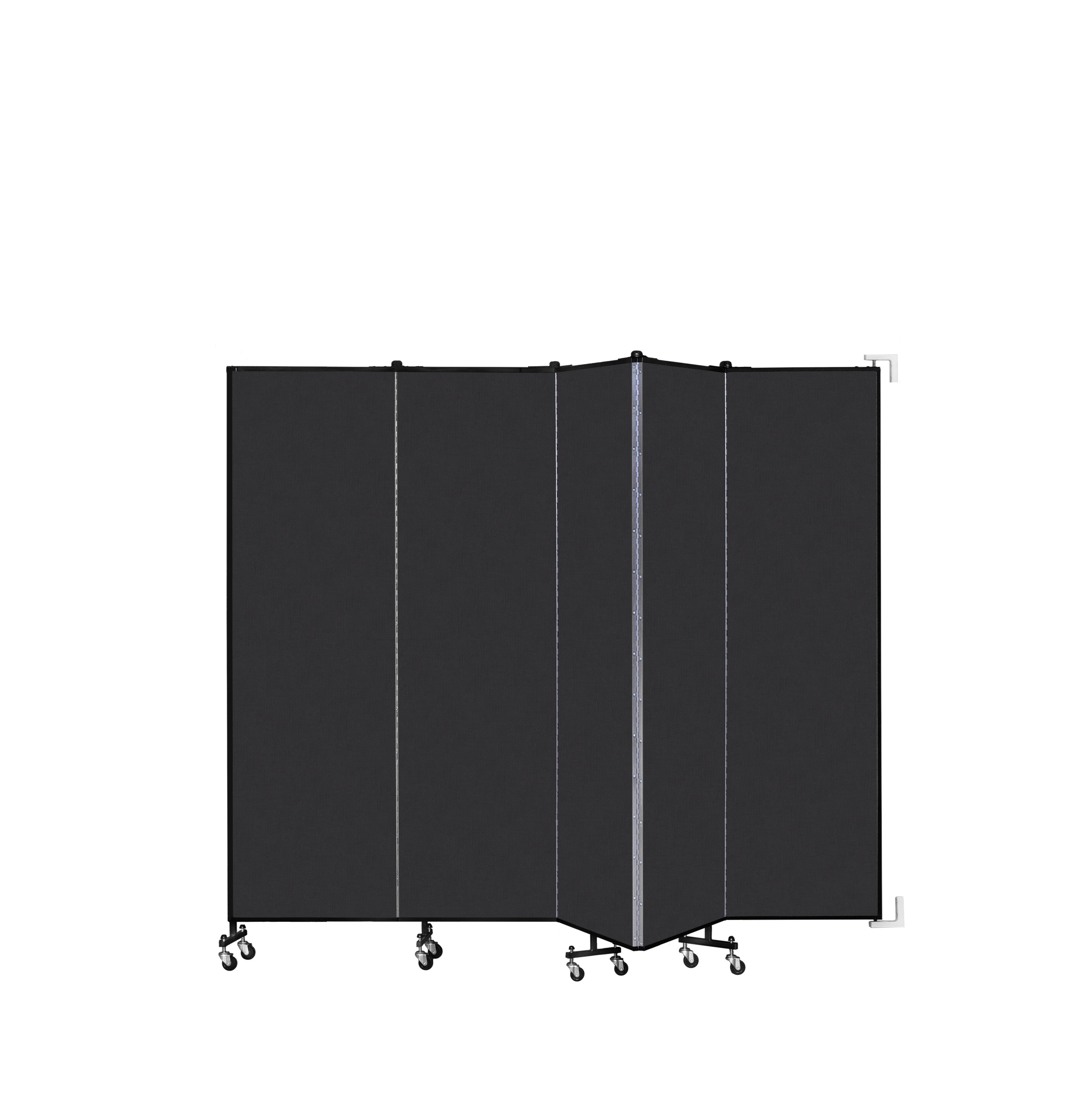 Wallmount Room Divider - 6' 8"H x 9' 2"L - 5 Panel, Coal, Vinyl