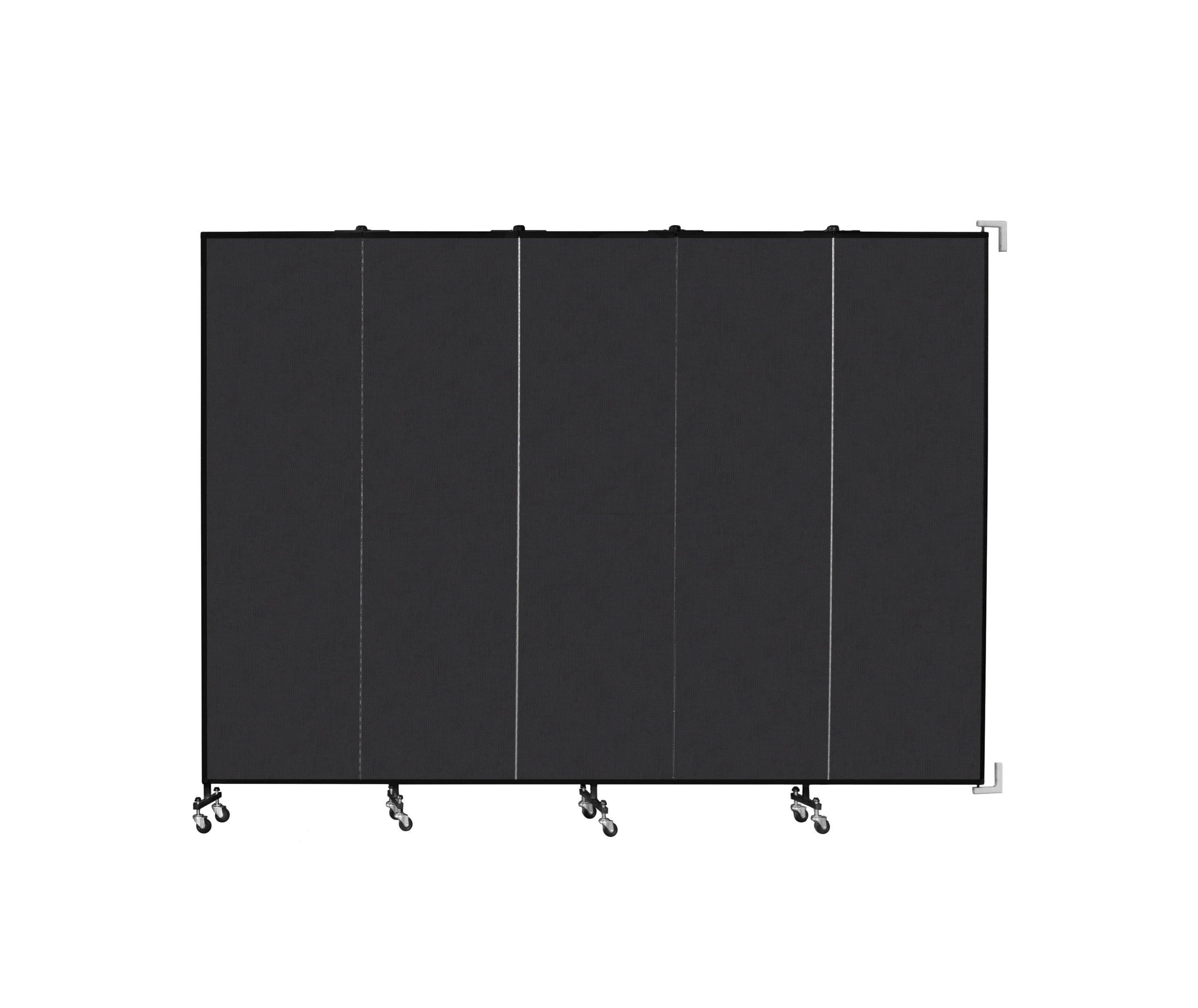 Wallmount Room Divider - 6' 8"H x 9' 2"L - 5 Panel, Coal, Vinyl