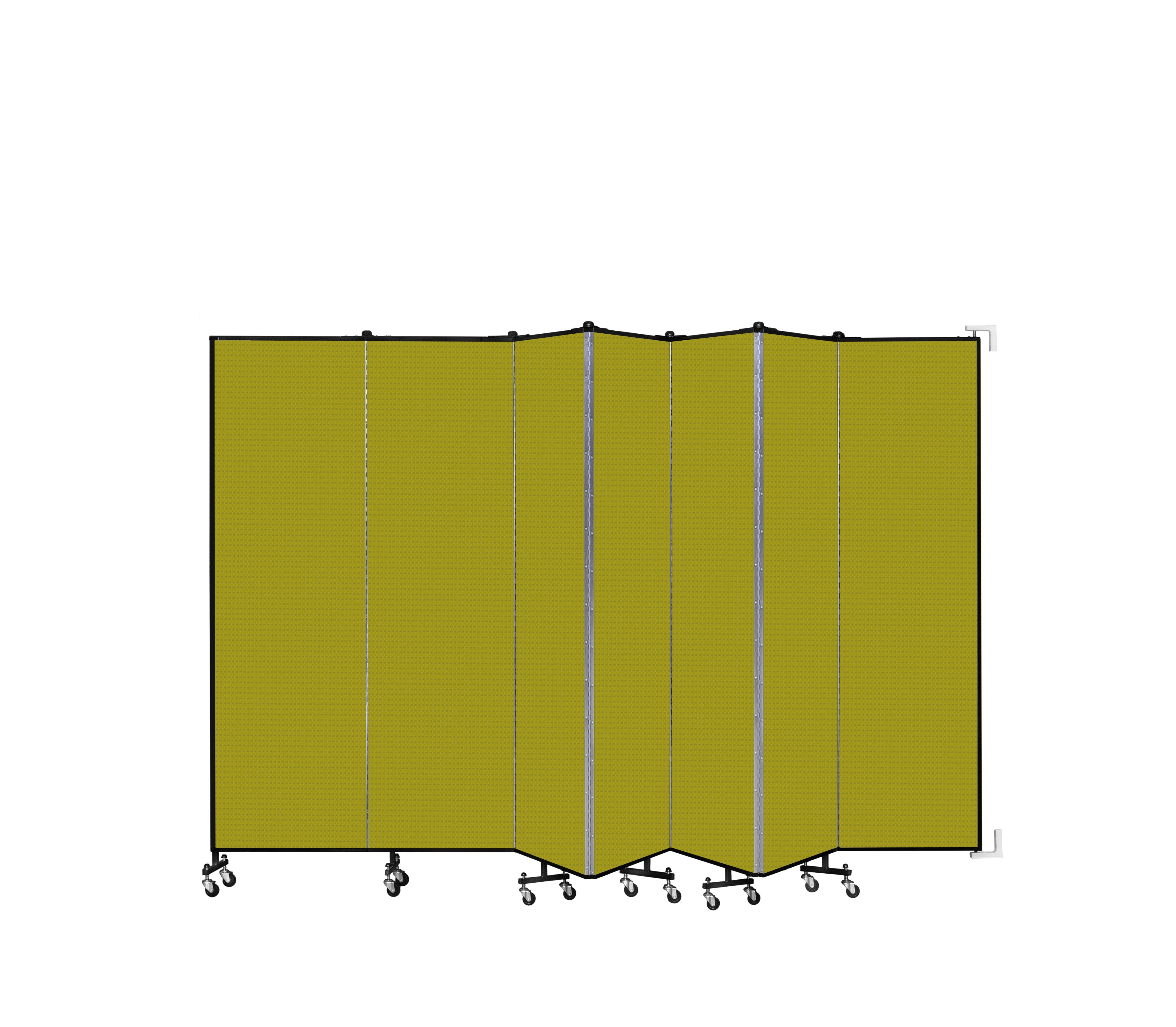 Wallmount Room Divider - 6' 8"H x 12' 10"L - 7 Panel, Apple Green, Fabric