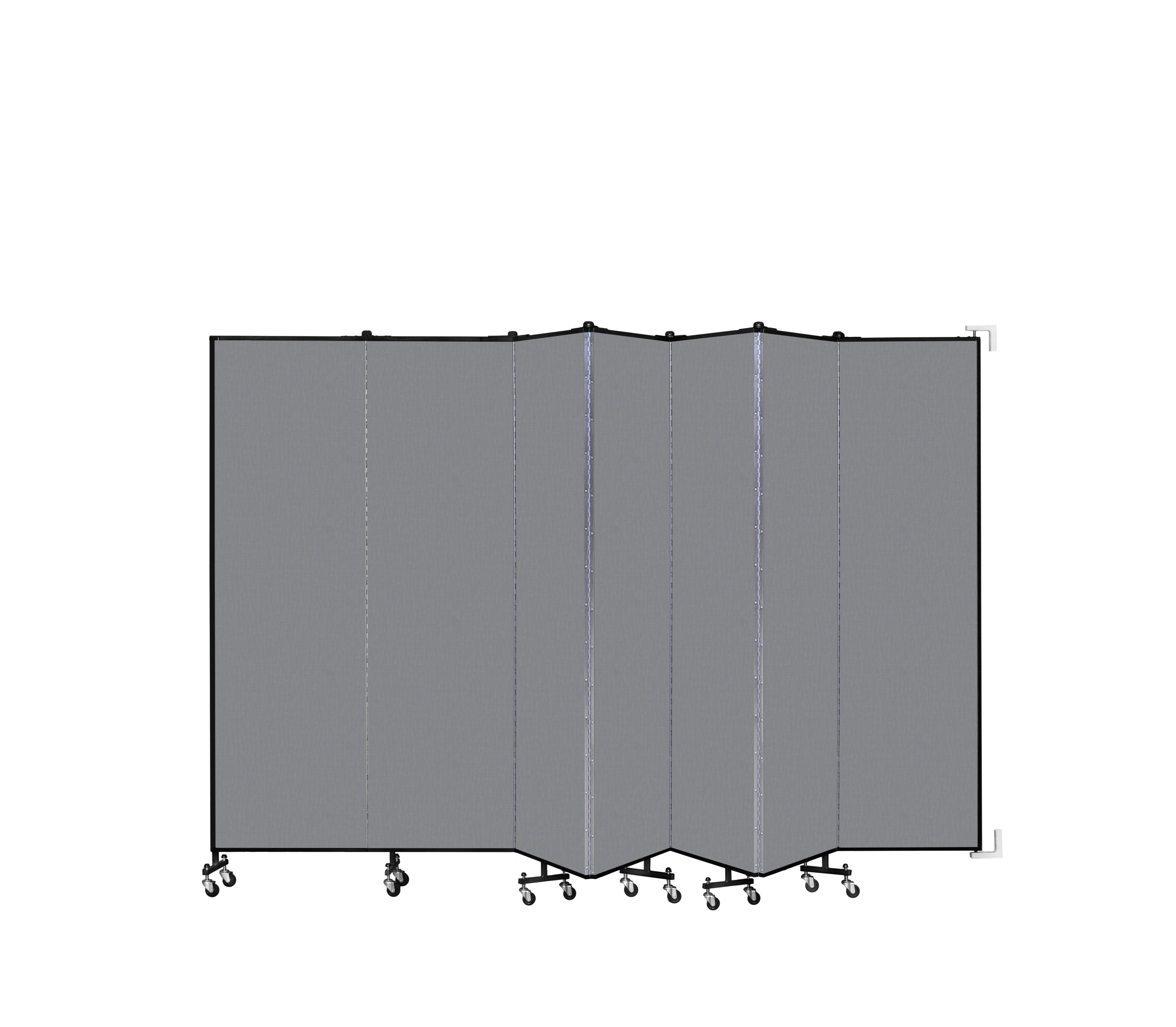Wallmount Room Divider - 6' 8"H x 12' 10"L - 7 Panel, Stone, Fabric