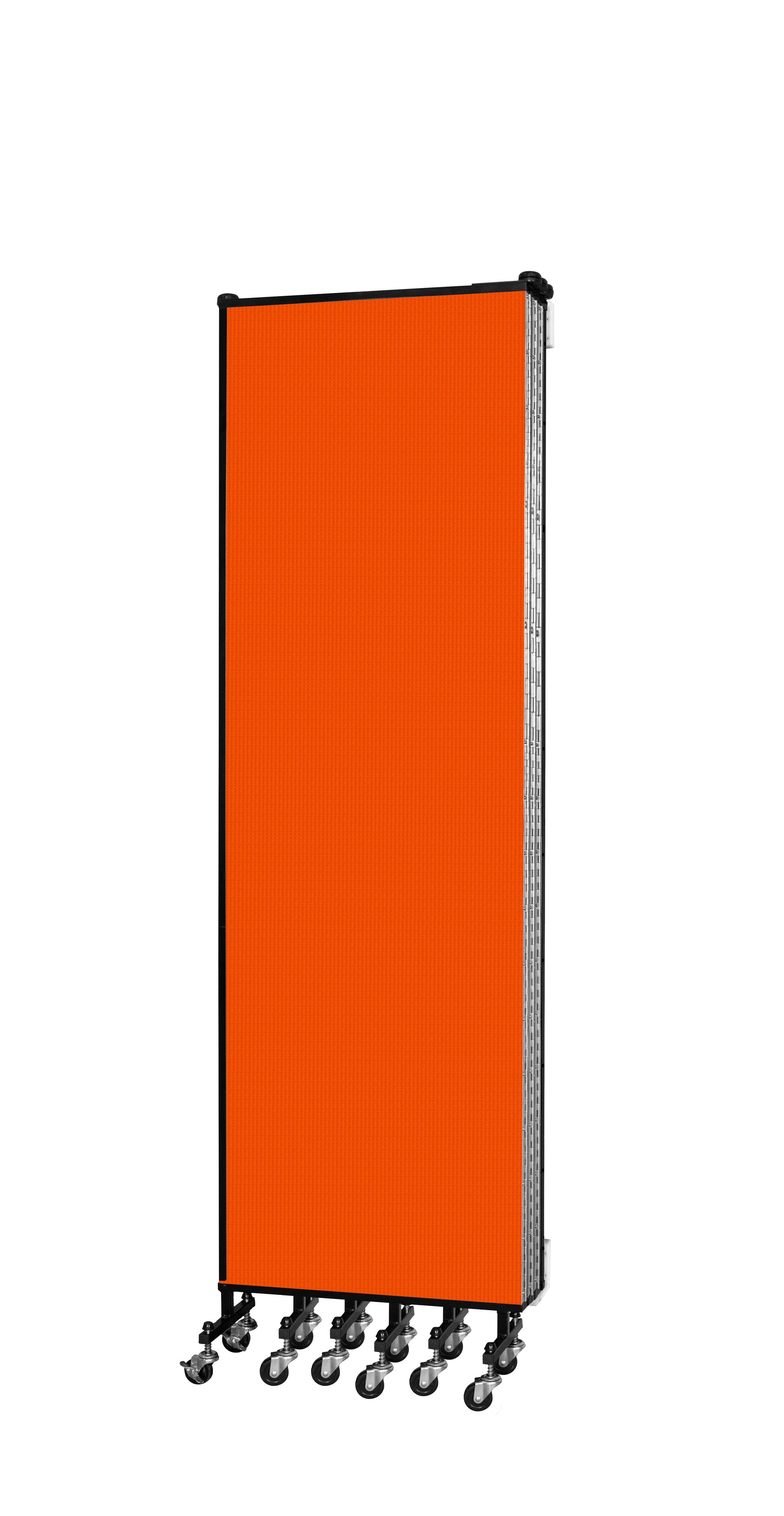Wallmount Room Divider - 6' 8"H x 12' 10"L - 7 Panel, Orange, Fabric
