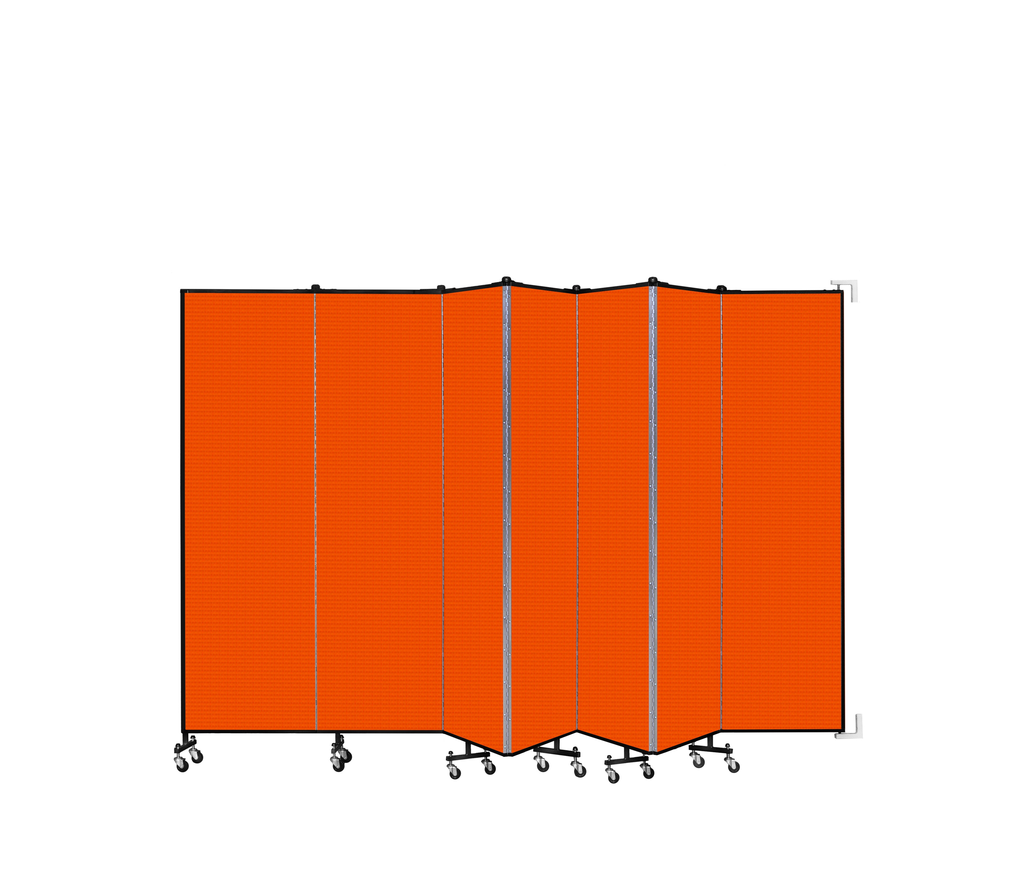 Wallmount Room Divider - 6' 8"H x 12' 10"L - 7 Panel, Orange, Fabric