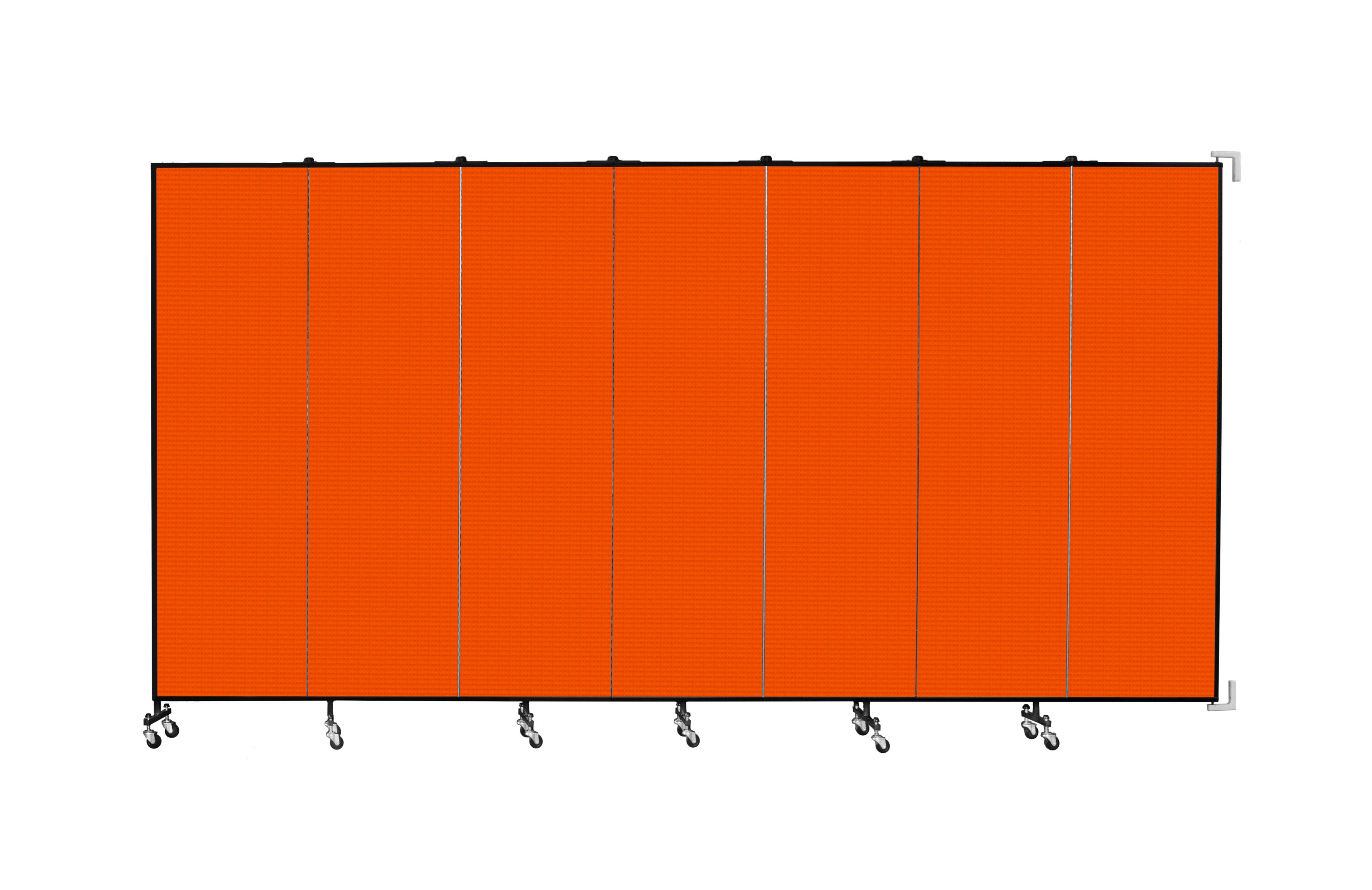 Wallmount Room Divider - 6' 8"H x 12' 10"L - 7 Panel, Orange, Fabric