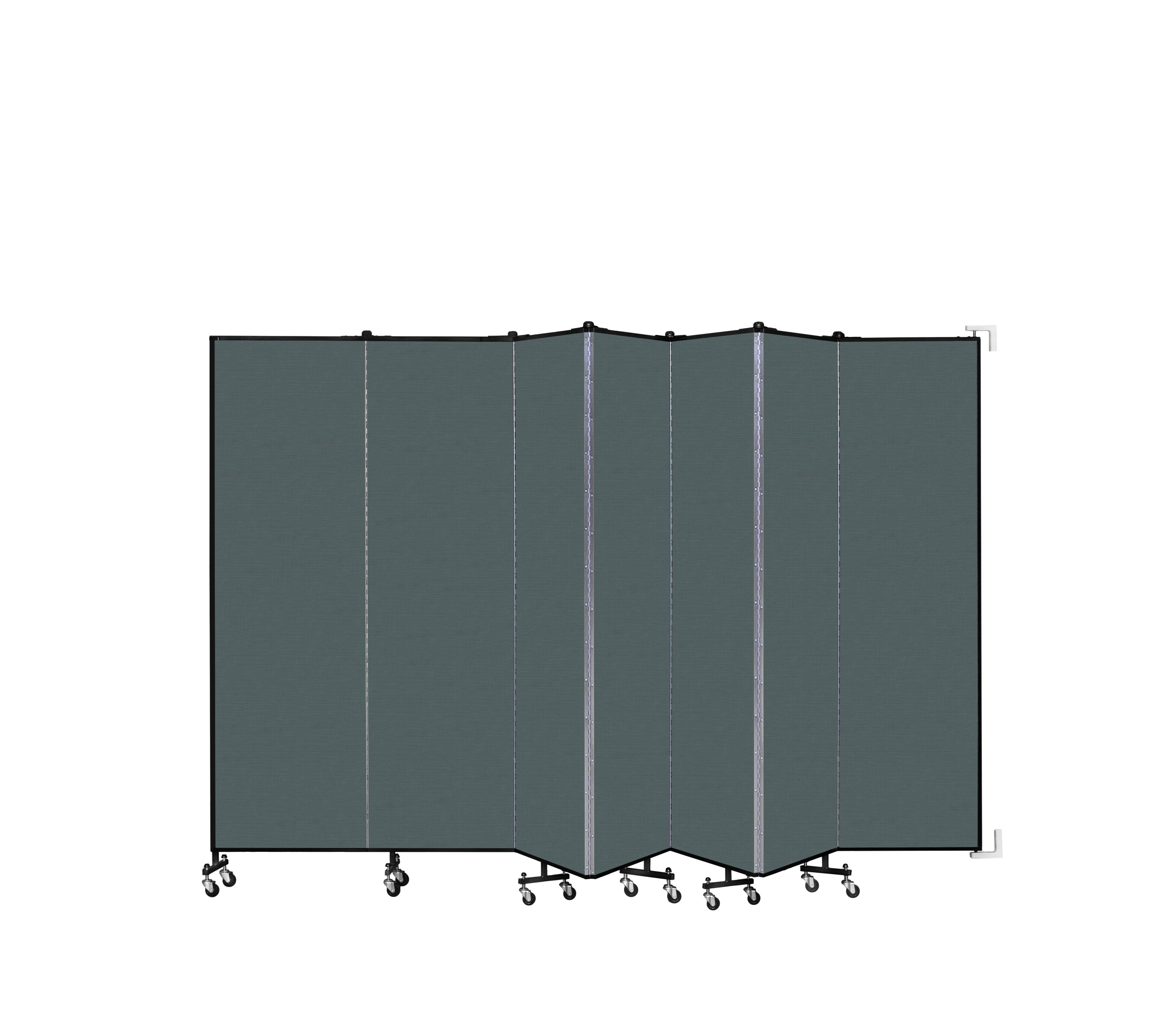 Wallmount Room Divider - 6' 8"H x 12' 10"L - 7 Panel, Mallard, Fabric