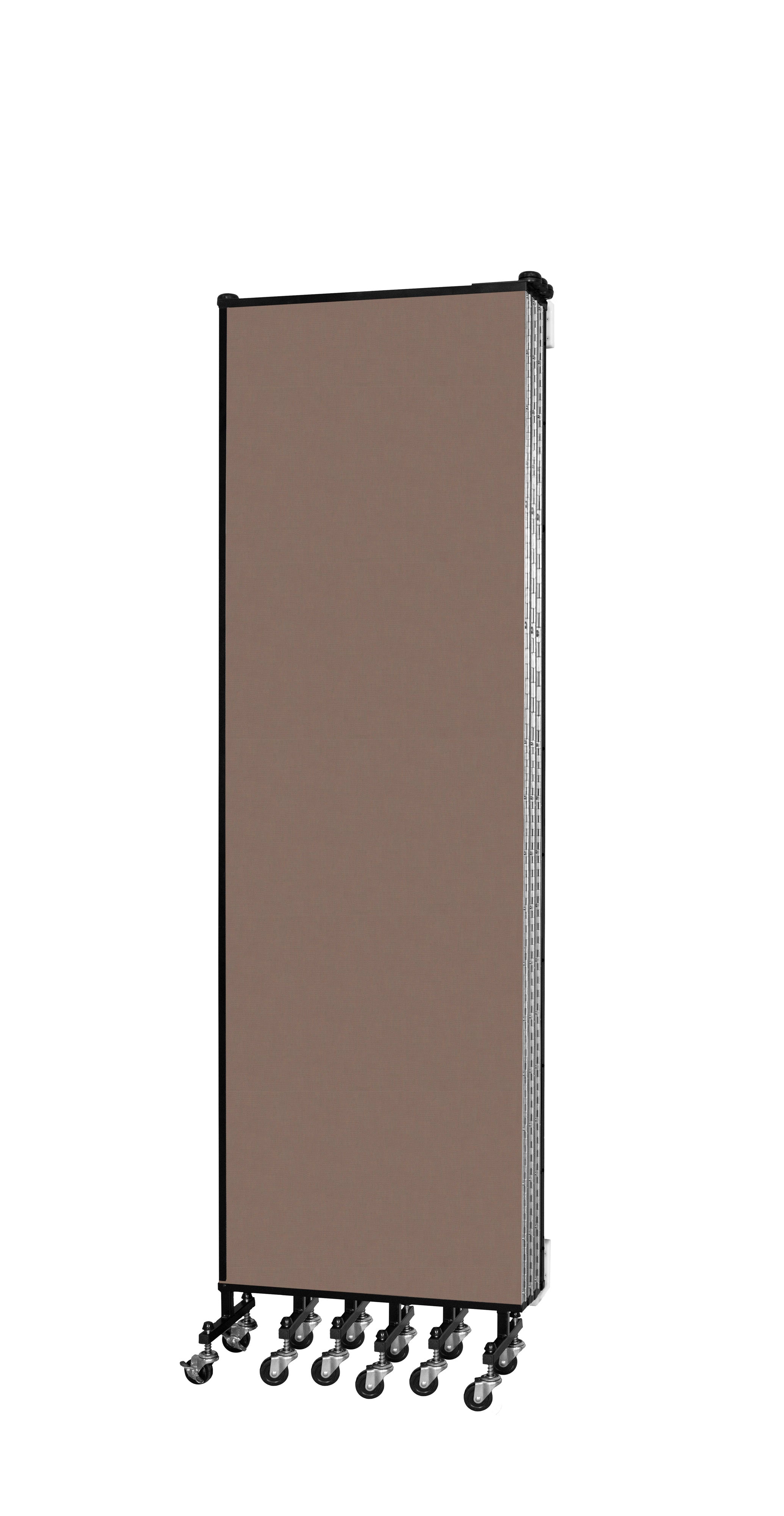 Wallmount Room Divider - 6' 8"H x 12' 10"L - 7 Panel, Walnut, Fabric