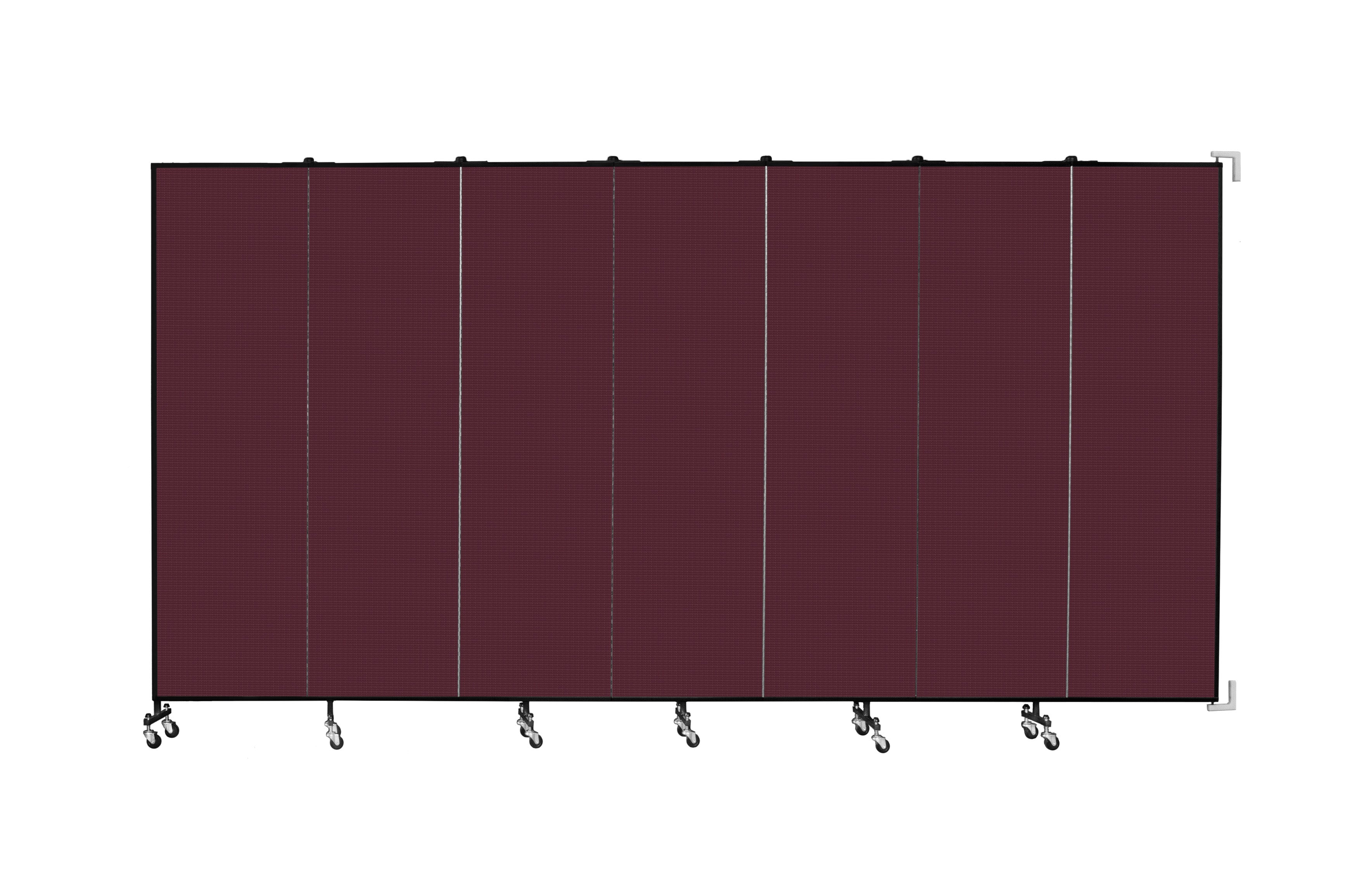 Wallmount Room Divider - 6' 8"H x 12' 10"L - 7 Panel, Purple, Fabric