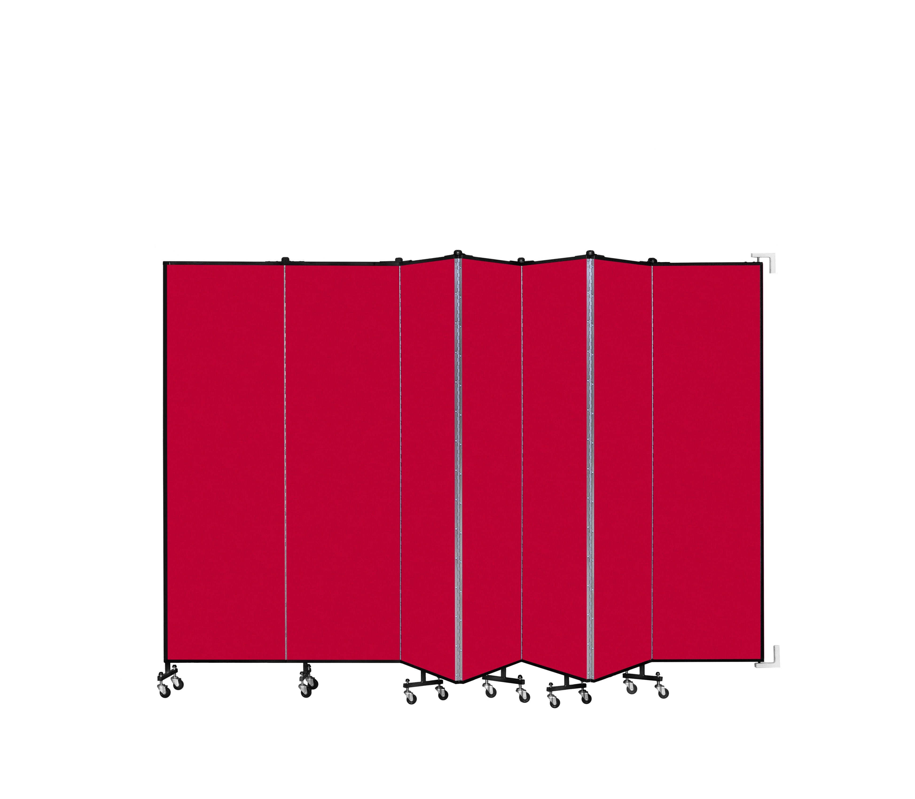Wallmount Room Divider - 6' 8"H x 12' 10"L - 7 Panel, Primary Red, Fabric