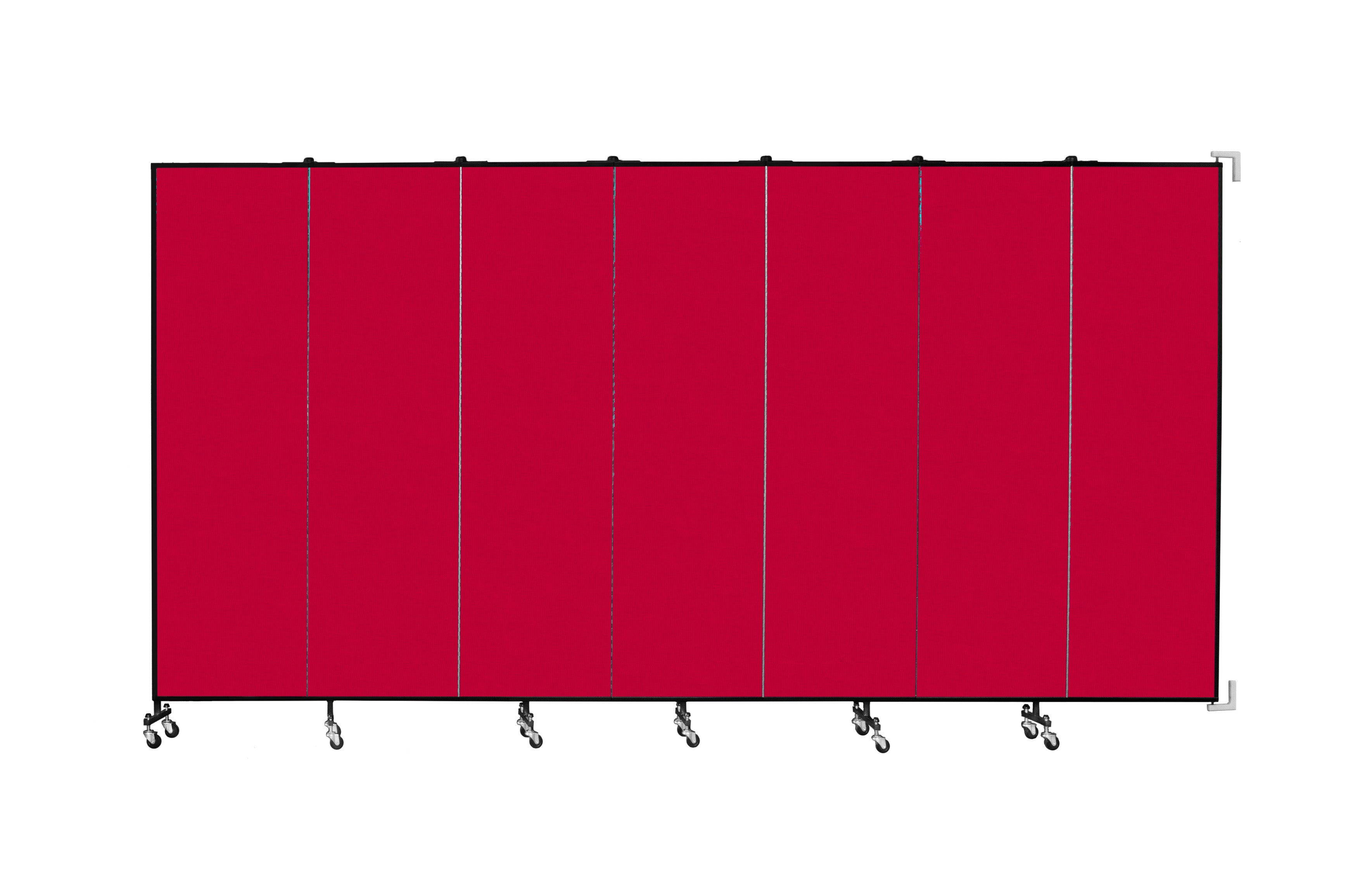 Wallmount Room Divider - 6' 8"H x 12' 10"L - 7 Panel, Primary Red, Fabric