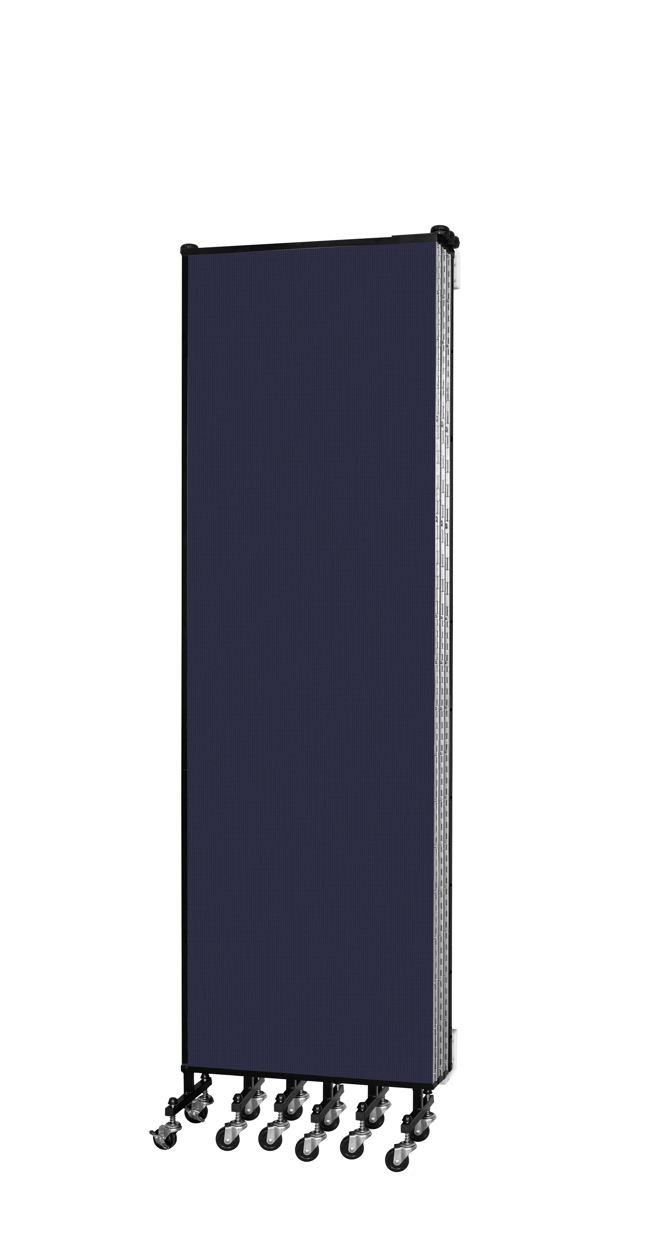 Wallmount Room Divider - 6' 8"H x 12' 10"L - 7 Panel, Navy, Fabric