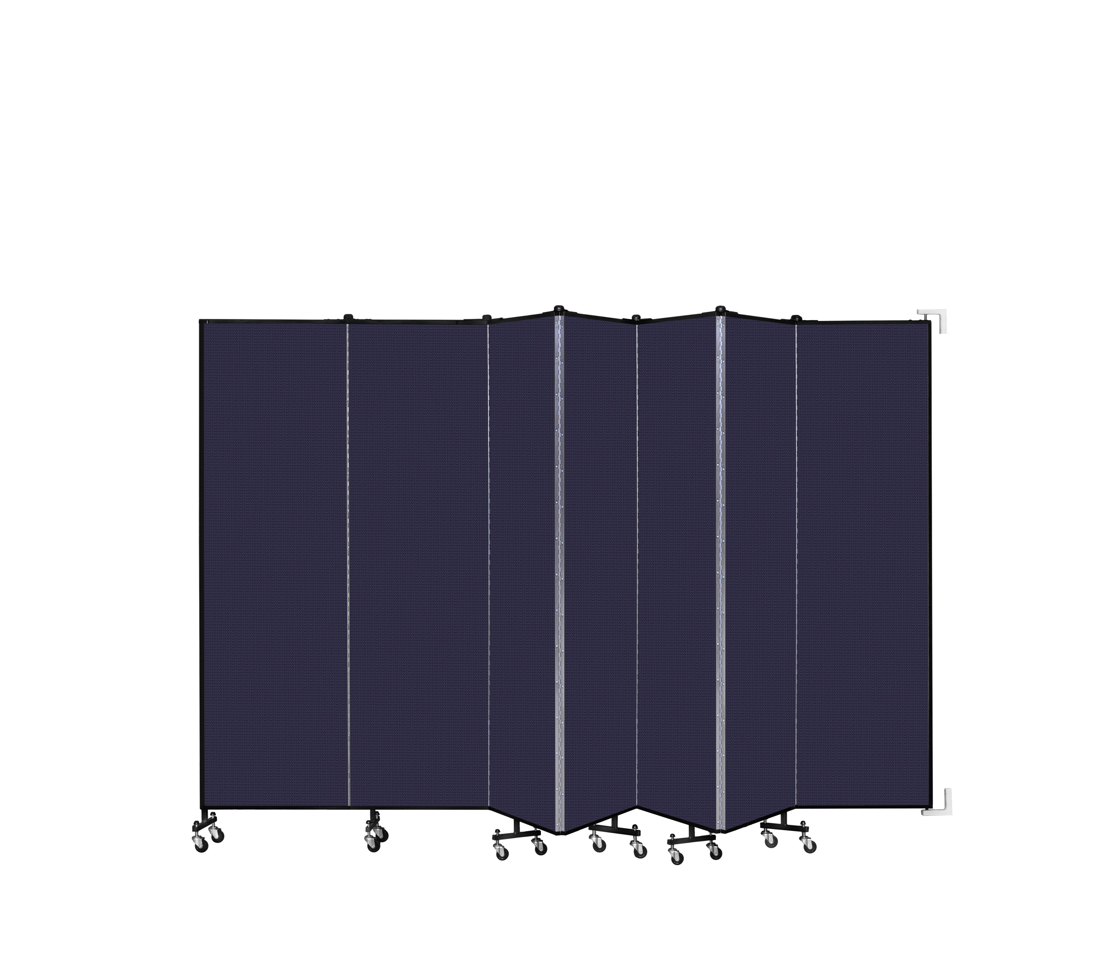 Wallmount Room Divider - 6' 8"H x 12' 10"L - 7 Panel, Navy, Fabric