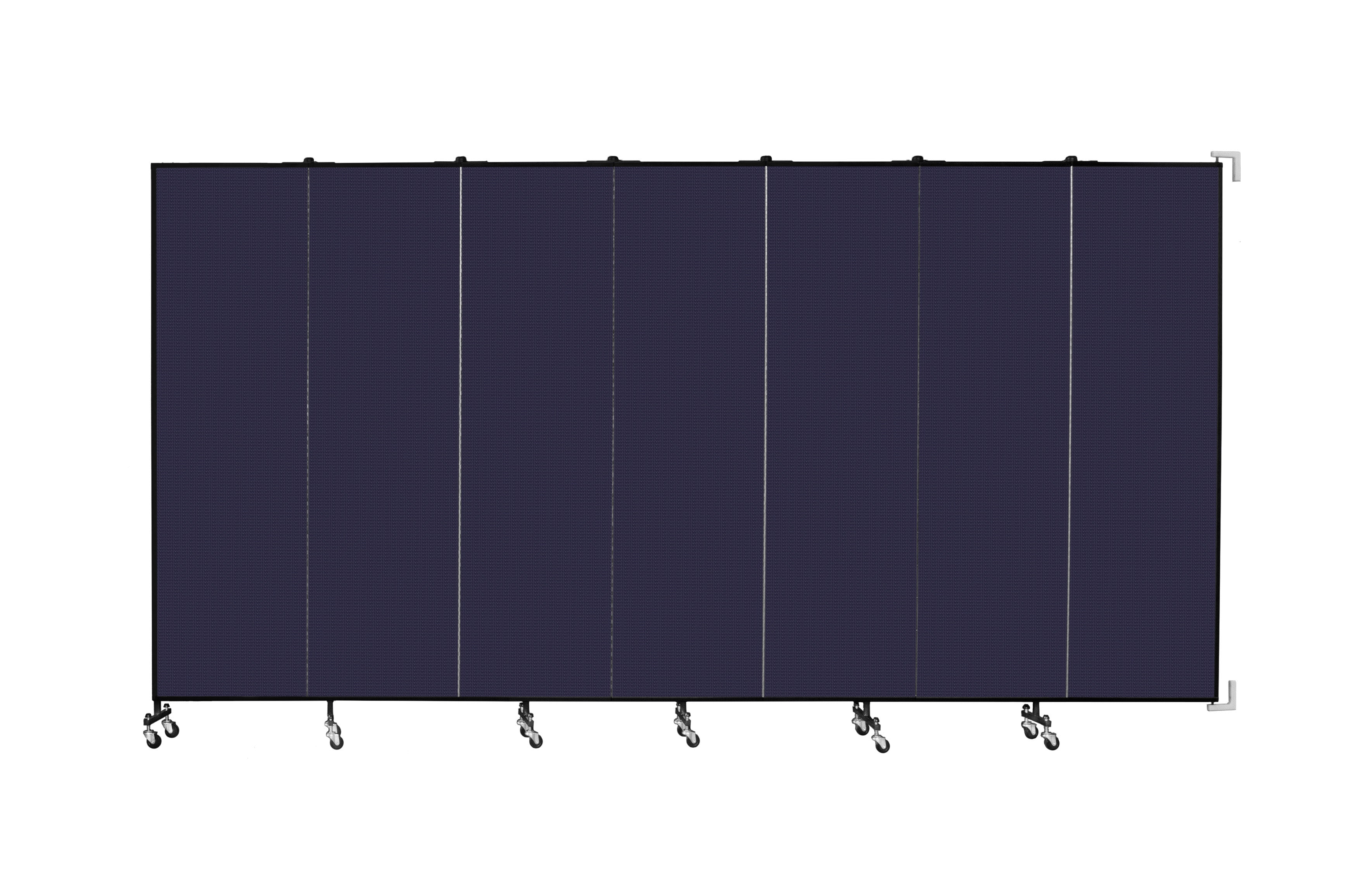 Wallmount Room Divider - 6' 8"H x 12' 10"L - 7 Panel, Navy, Fabric