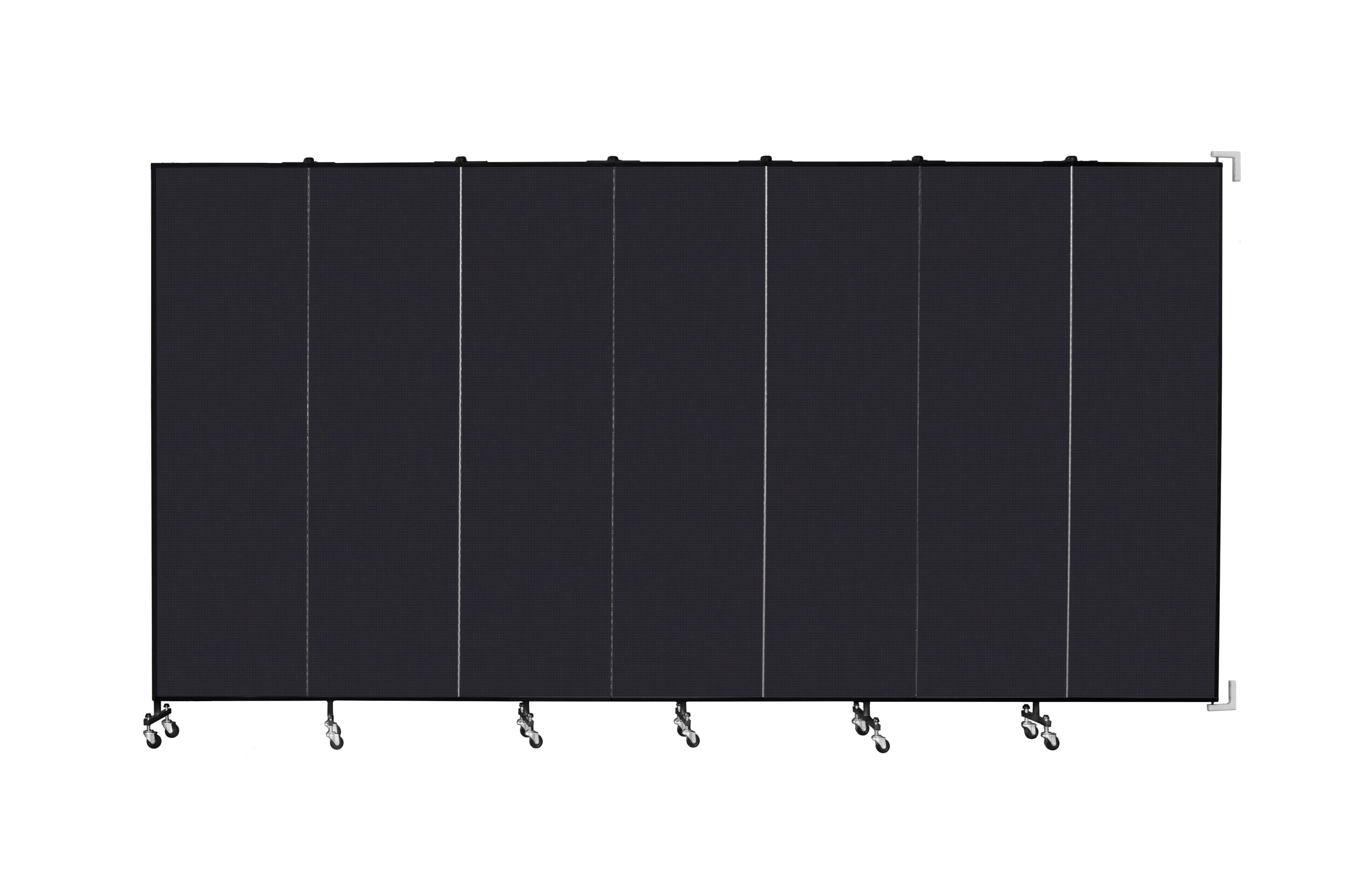 Wallmount Room Divider - 6' 8"H x 12' 10"L - 7 Panel, Black, Fabric