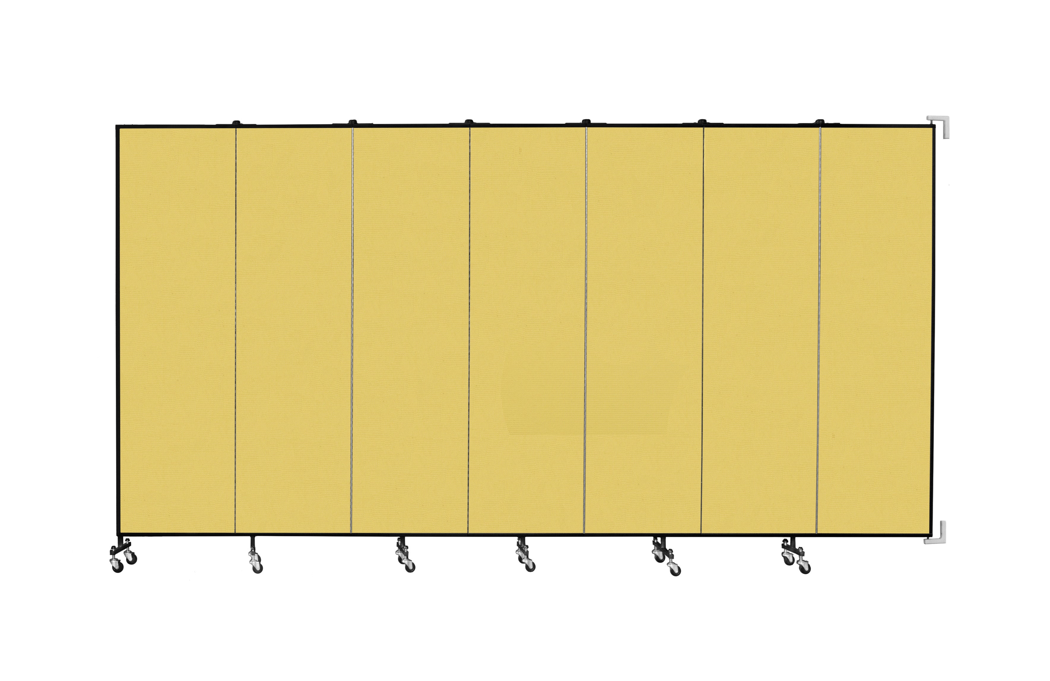 Wallmount Room Divider - 6' 8"H x 12' 10"L - 7 Panel, Primary Yellow, Fabric