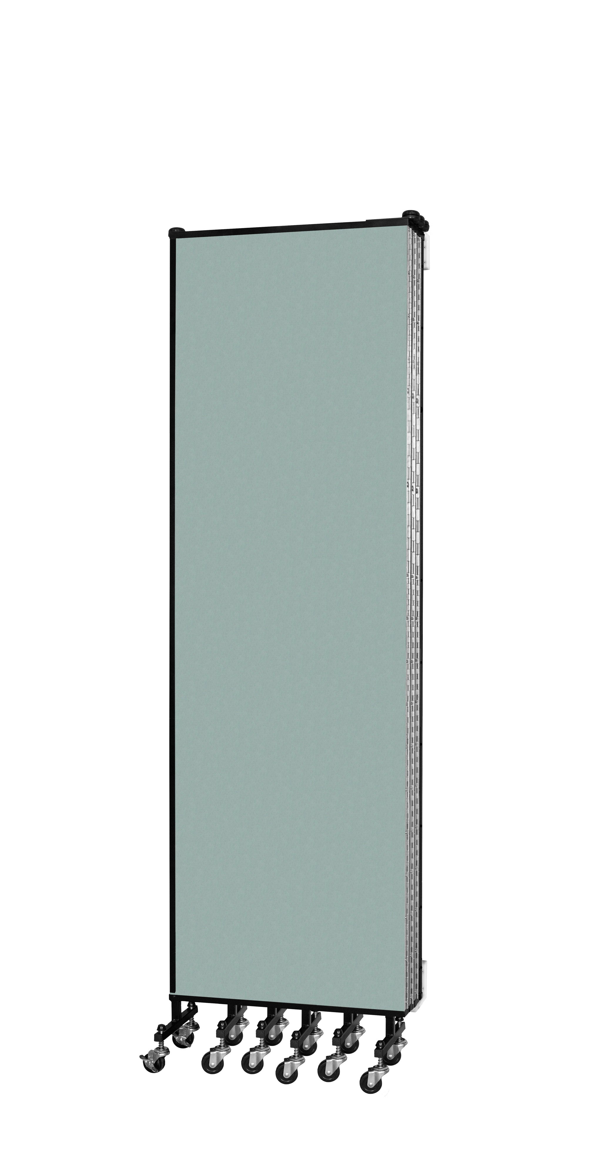 Wallmount Room Divider - 6' 8"H x 12' 10"L - 7 Panel, Sea Green, Fabric