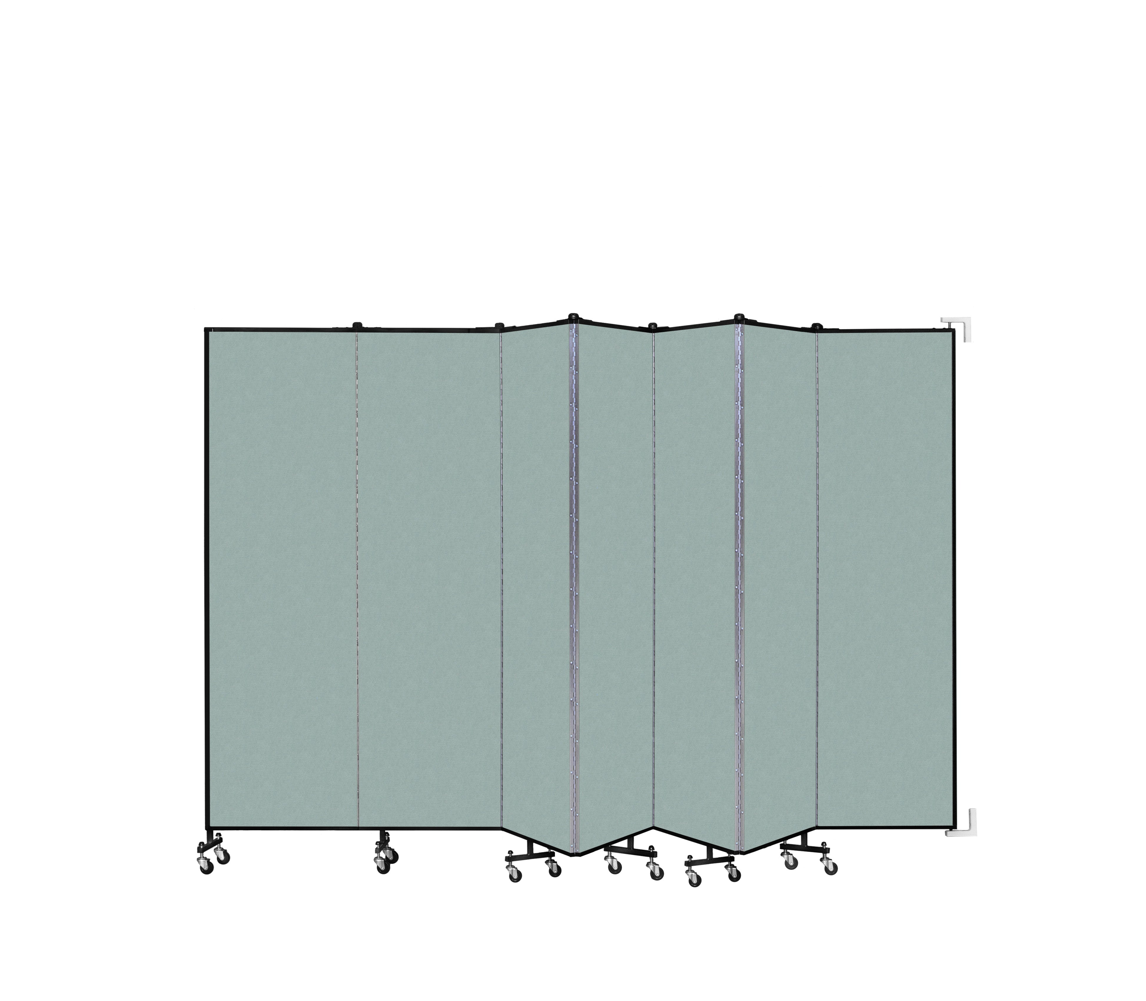 Wallmount Room Divider - 6' 8"H x 12' 10"L - 7 Panel, Sea Green, Fabric