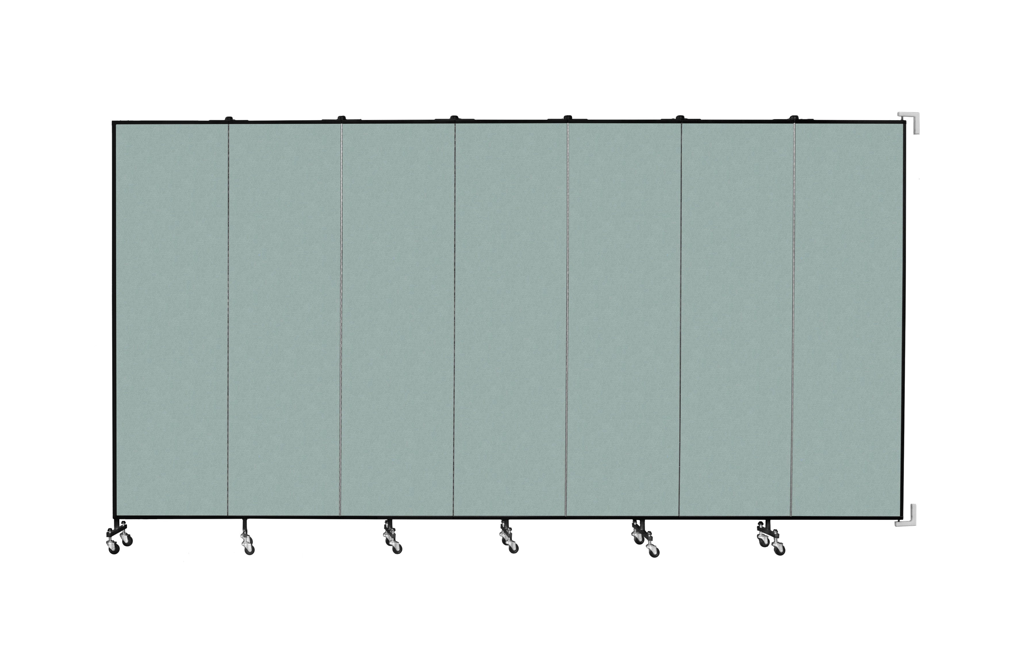 Wallmount Room Divider - 6' 8"H x 12' 10"L - 7 Panel, Sea Green, Fabric