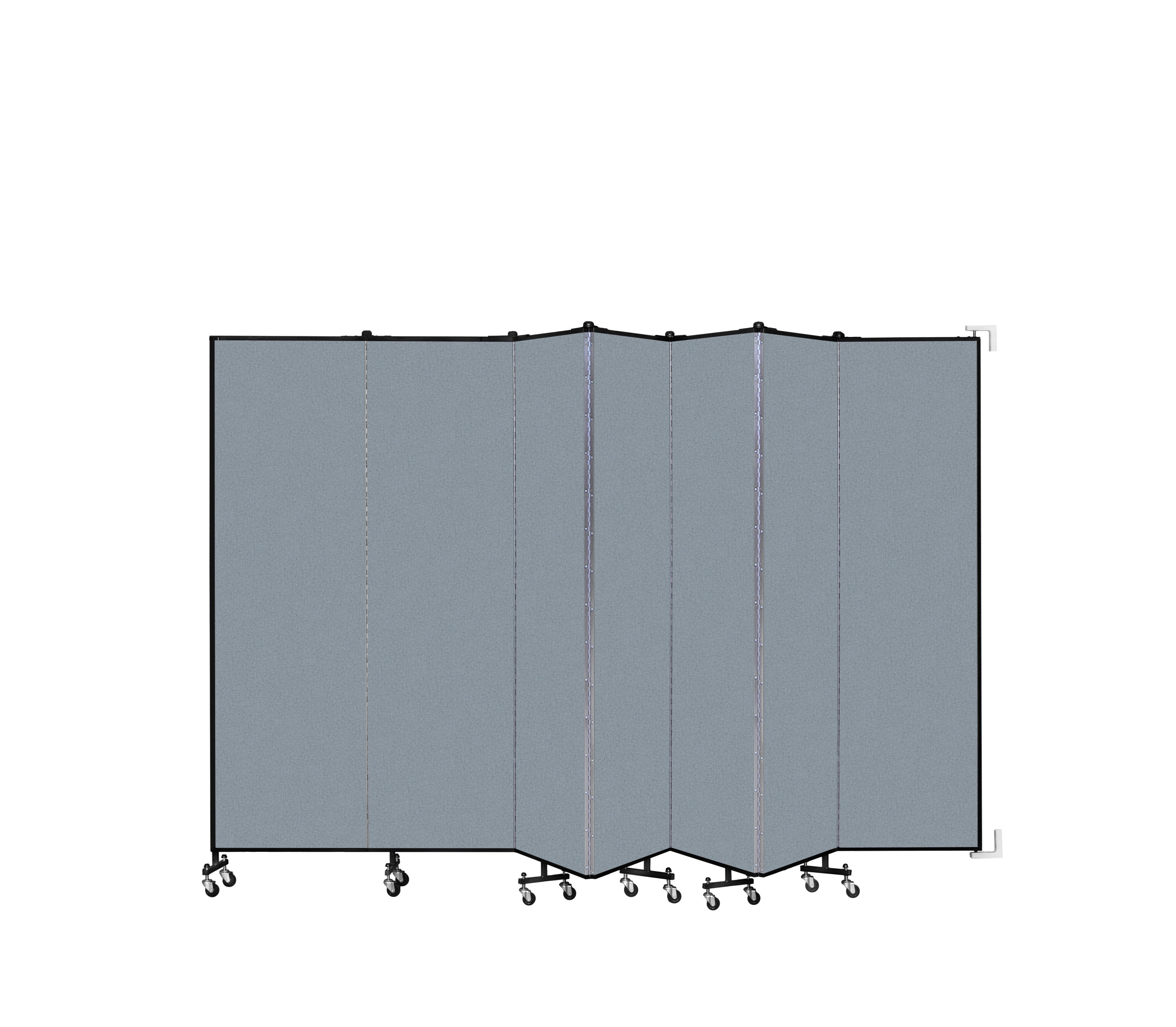 Wallmount Room Divider - 6' 8"H x 12' 10"L - 7 Panel, Blue Tide, Vinyl