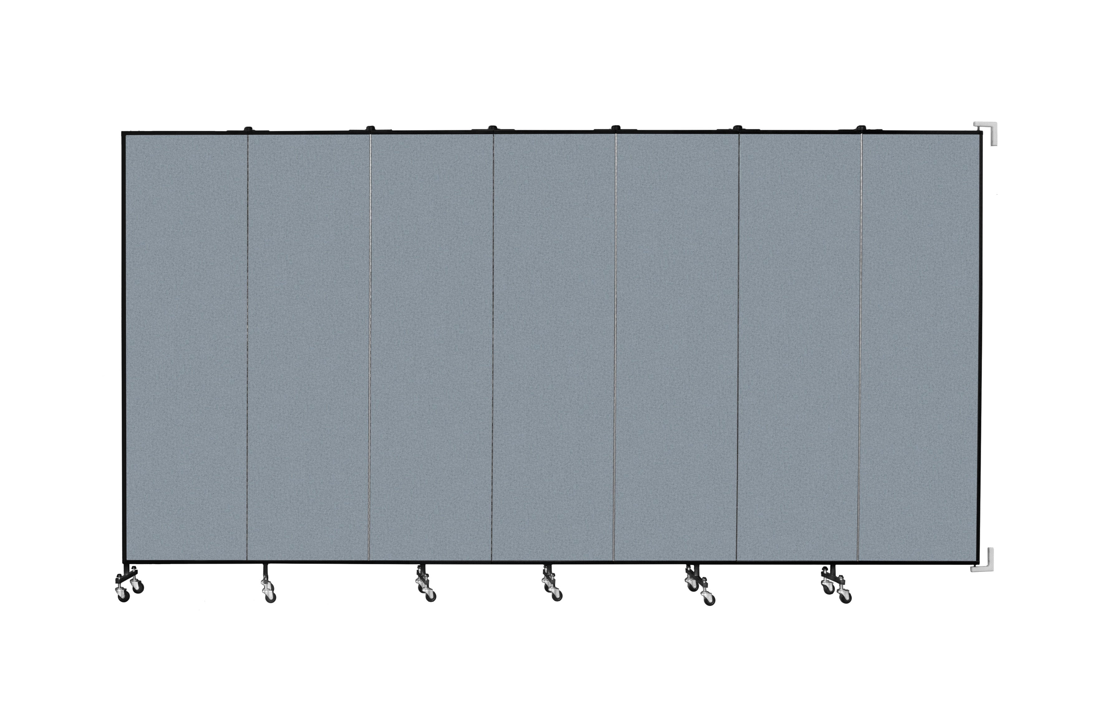 Wallmount Room Divider - 6' 8"H x 12' 10"L - 7 Panel, Blue Tide, Vinyl