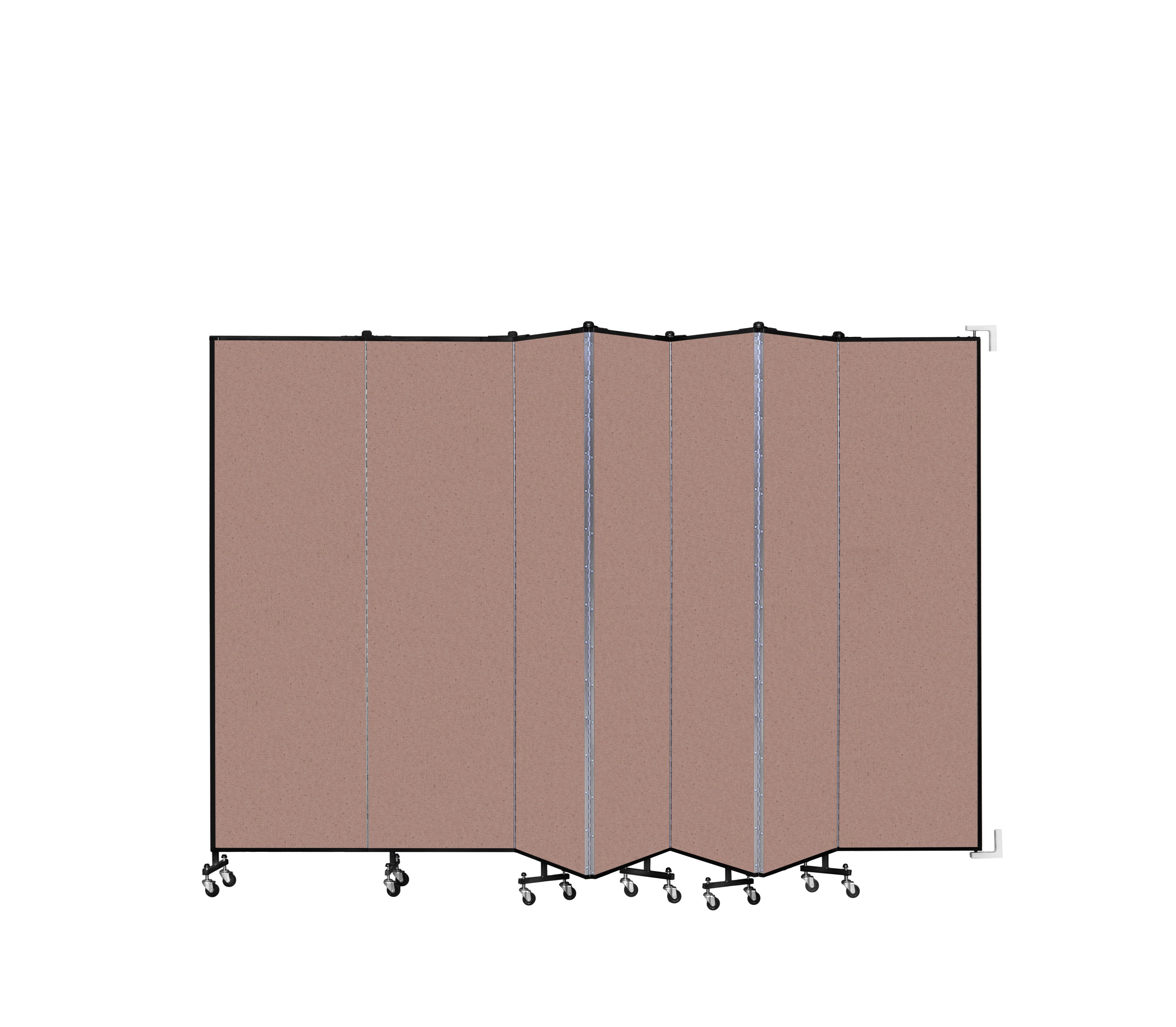 Wallmount Room Divider - 6' 8"H x 12' 10"L - 7 Panel, Rasberry, Vinyl