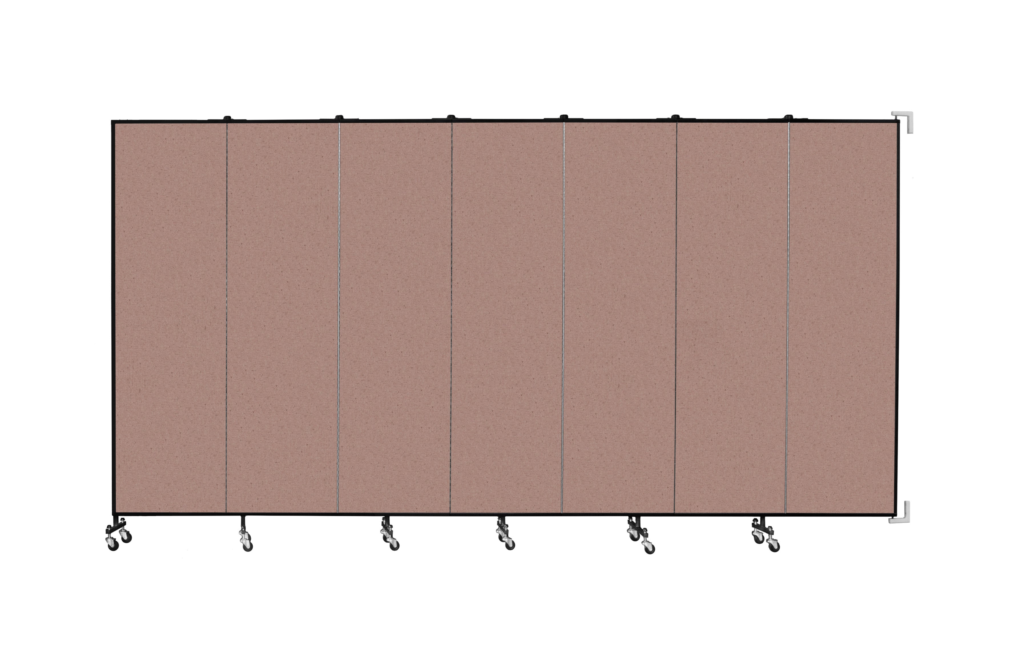Wallmount Room Divider - 6' 8"H x 12' 10"L - 7 Panel, Rasberry, Vinyl