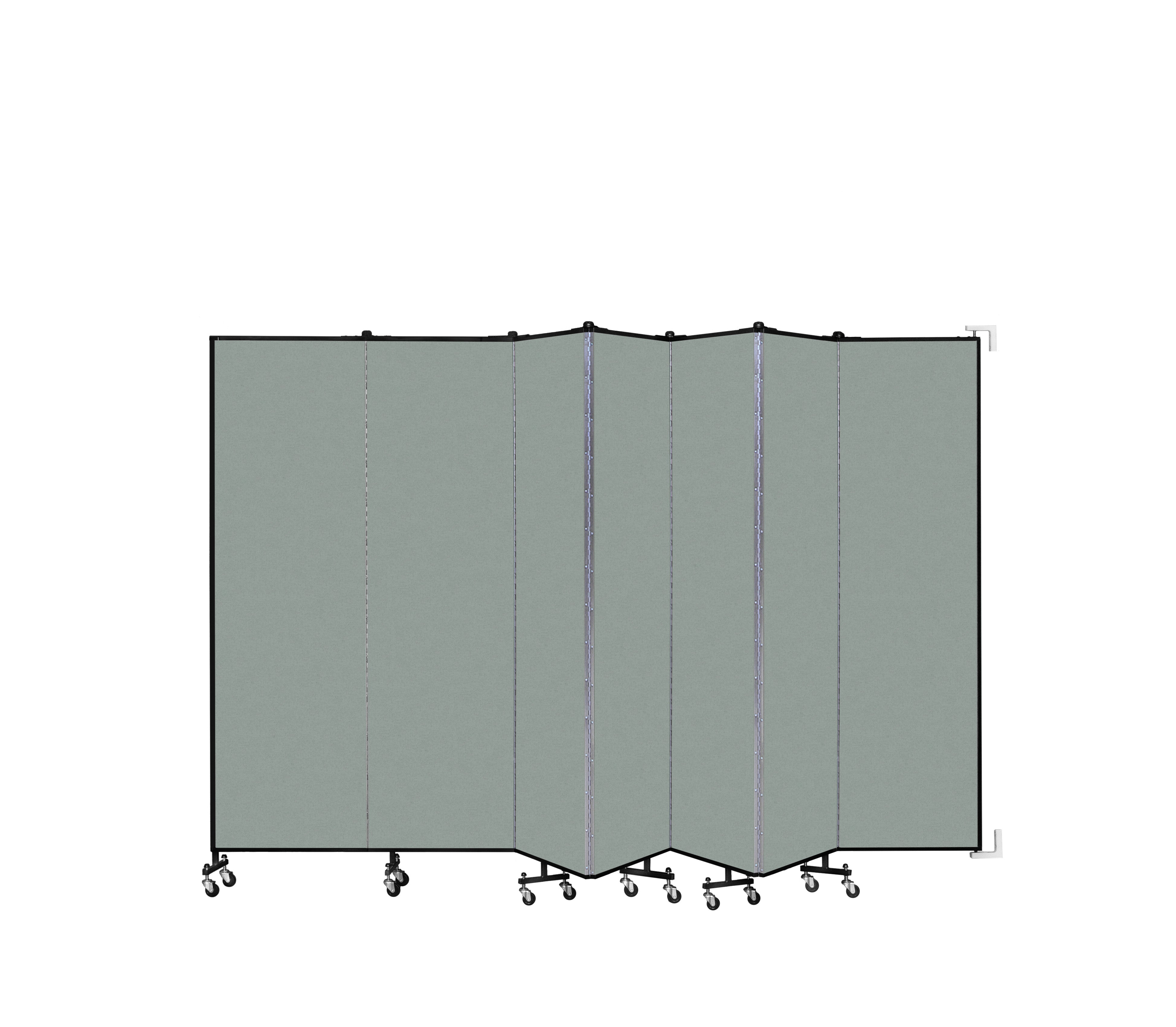 Wallmount Room Divider - 6' 8"H x 12' 10"L - 7 Panel, Mint, Vinyl