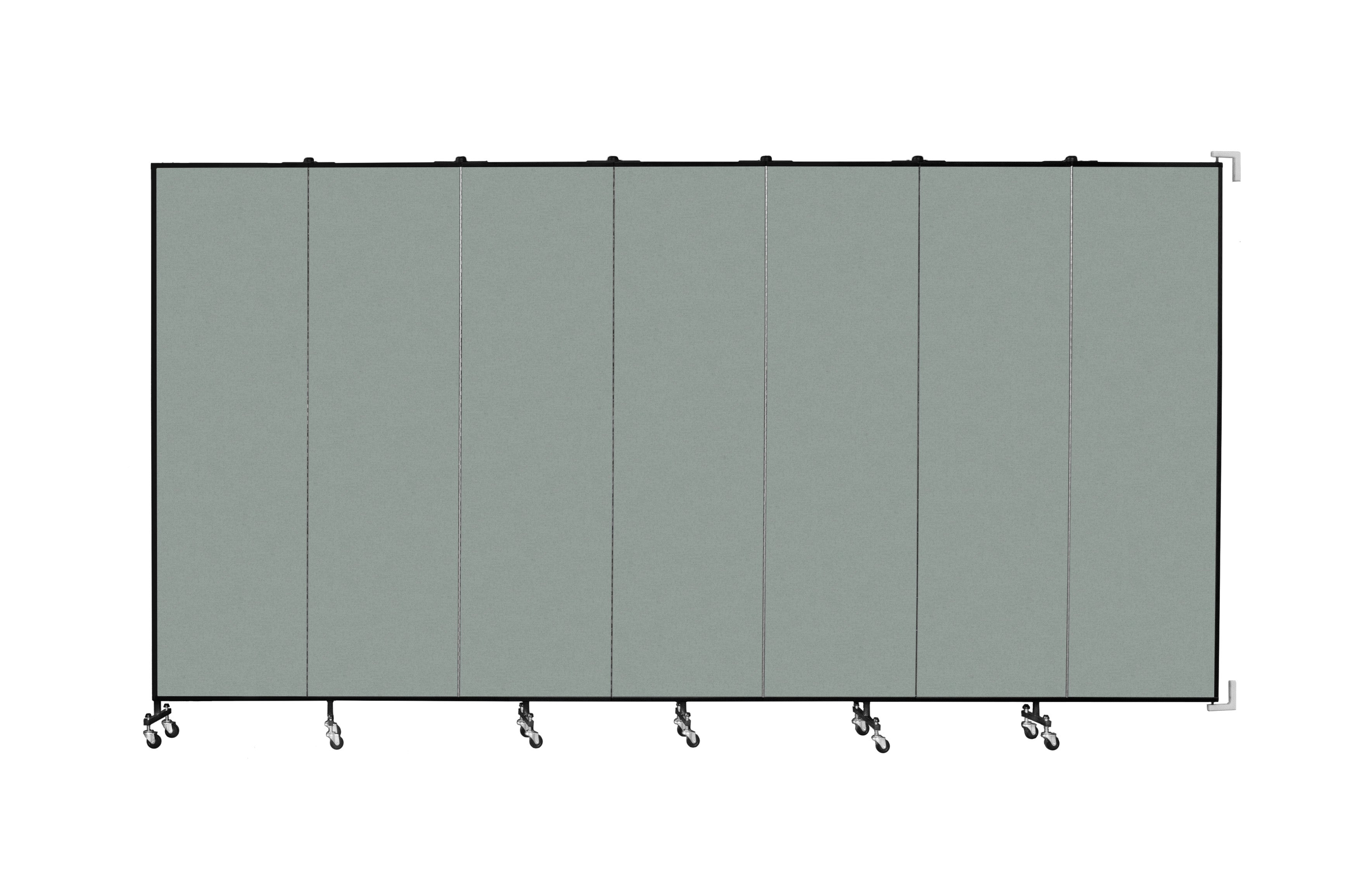 Wallmount Room Divider - 6' 8"H x 12' 10"L - 7 Panel, Mint, Vinyl