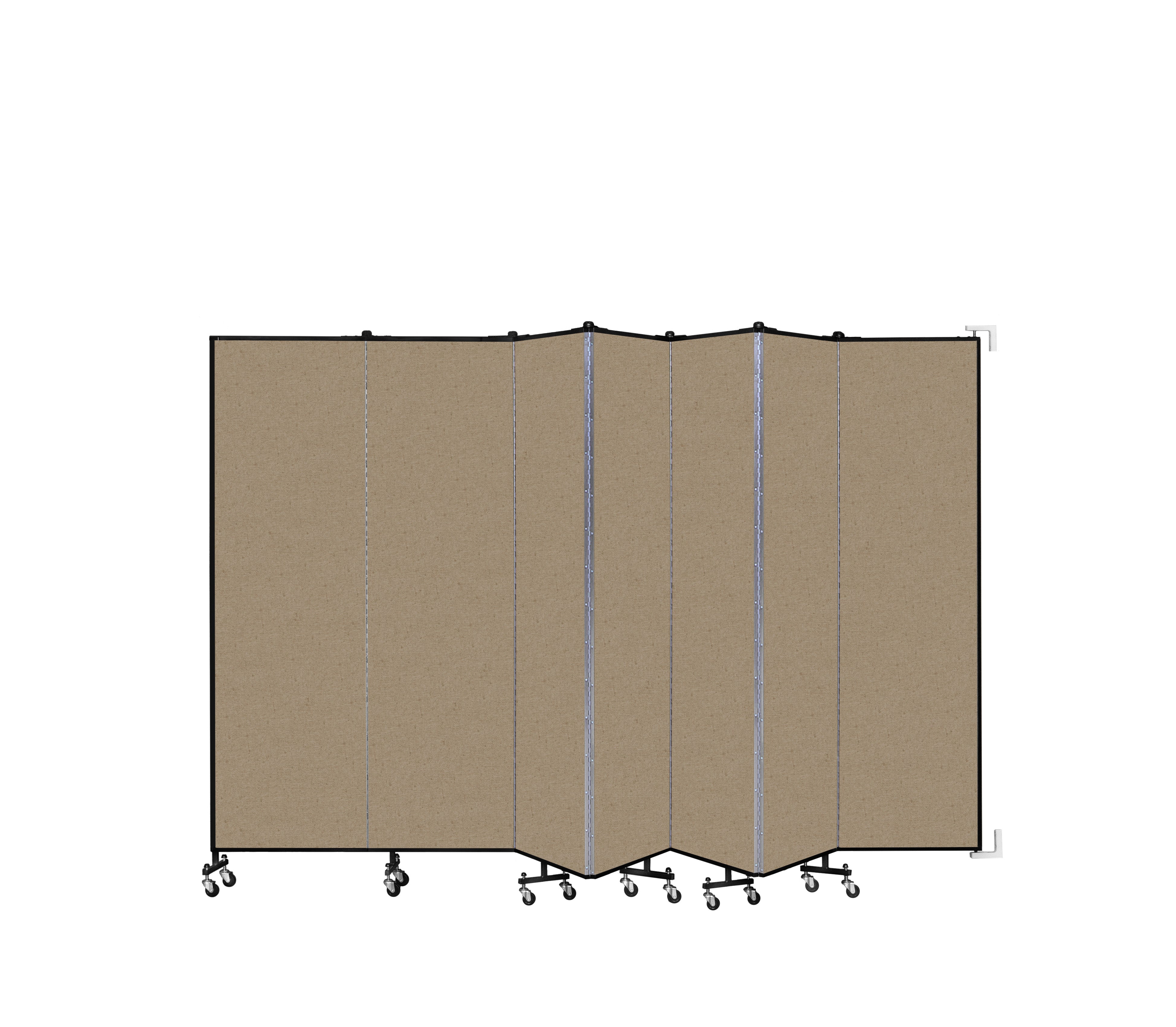 Wallmount Room Divider - 6' 8"H x 12' 10"L - 7 Panel, Sandalwood, Vinyl