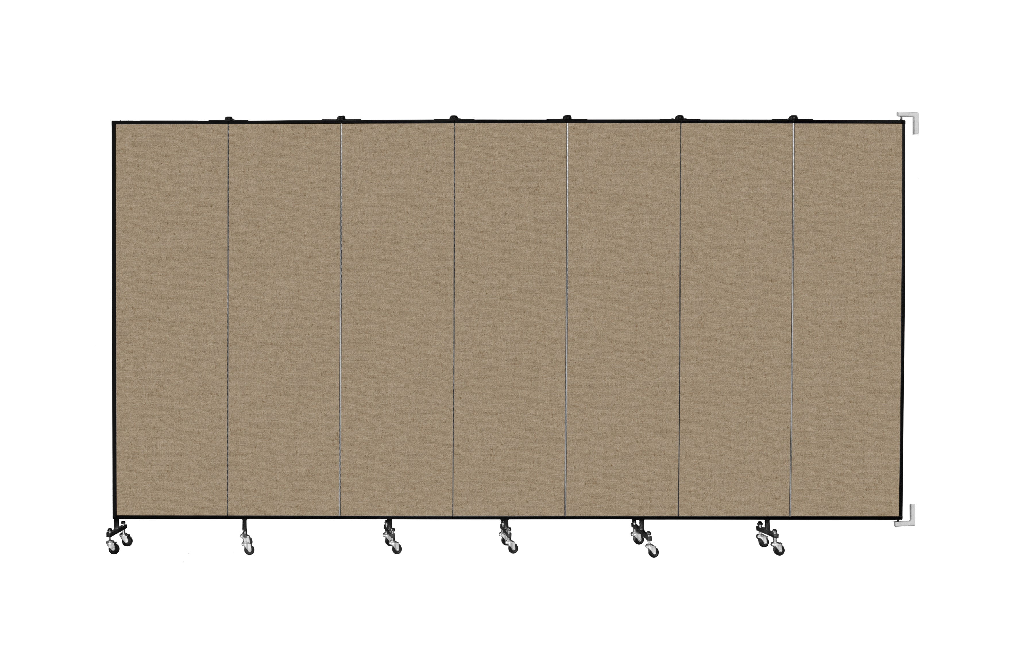 Wallmount Room Divider - 6' 8"H x 12' 10"L - 7 Panel, Sandalwood, Vinyl