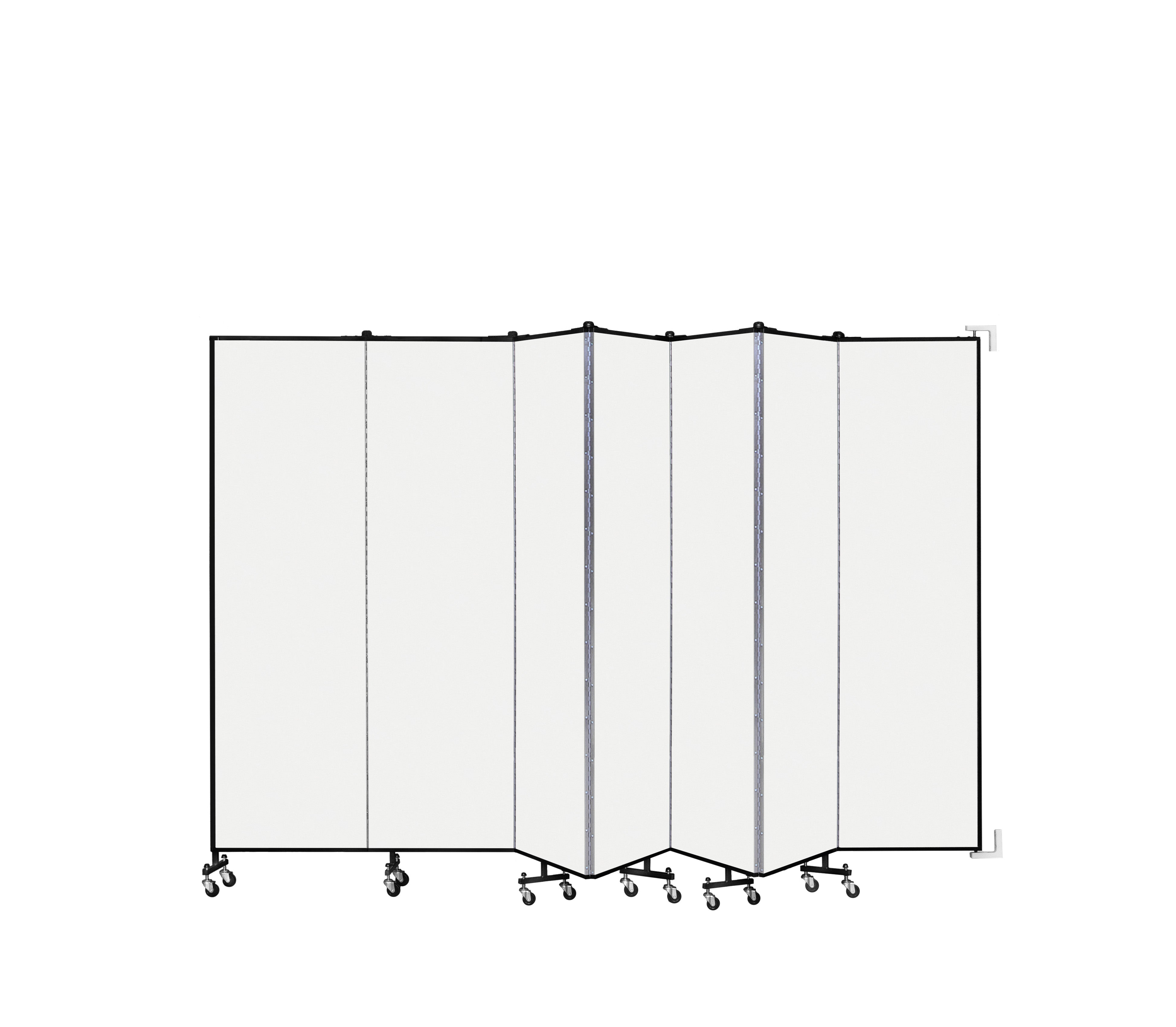 Wallmount Room Divider - 6' 8"H x 12' 10"L - 7 Panel, Ice, Vinyl