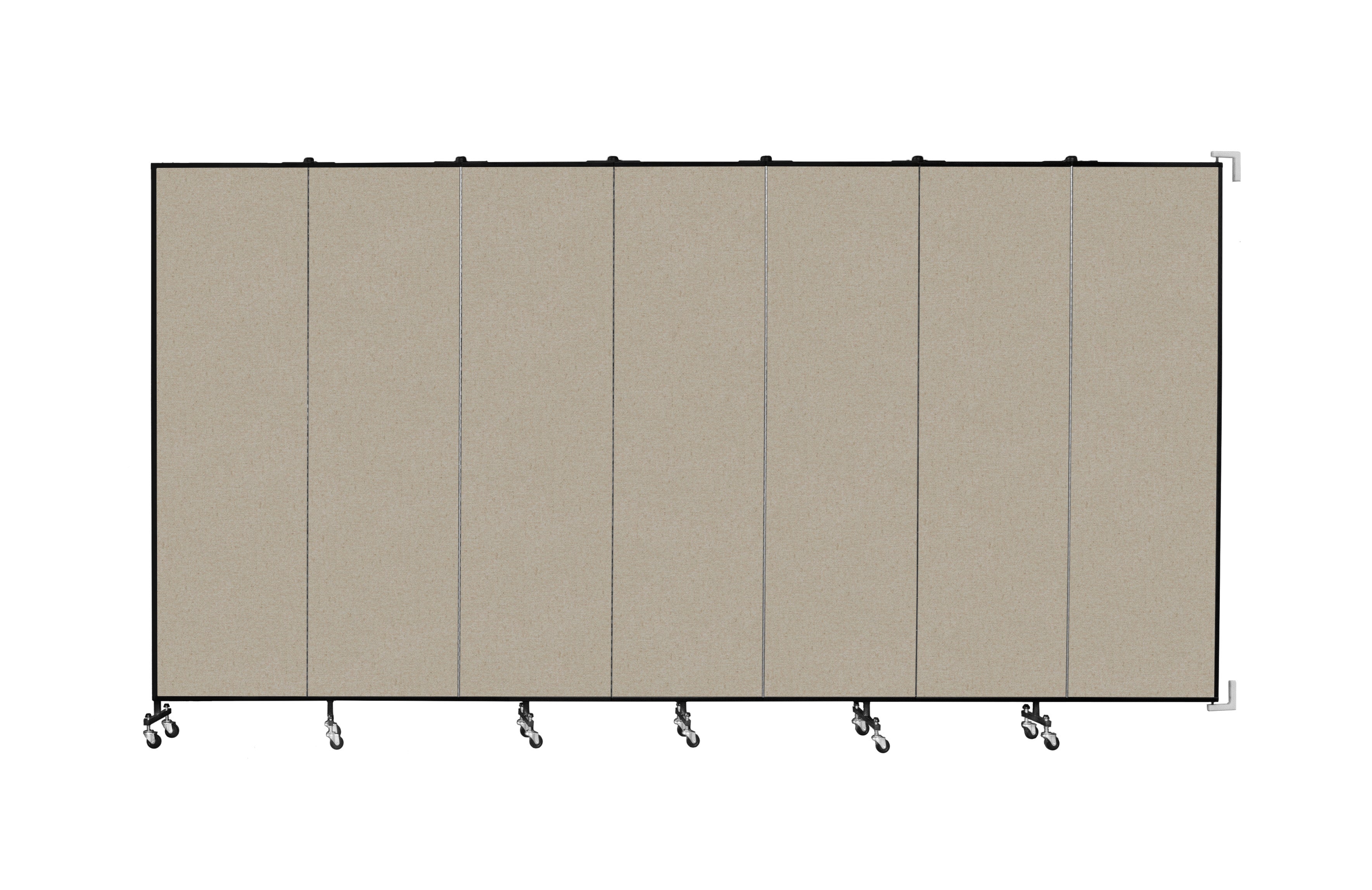 Wallmount Room Divider - 6' 8"H x 12' 10"L - 7 Panel, Hazelnut, Vinyl