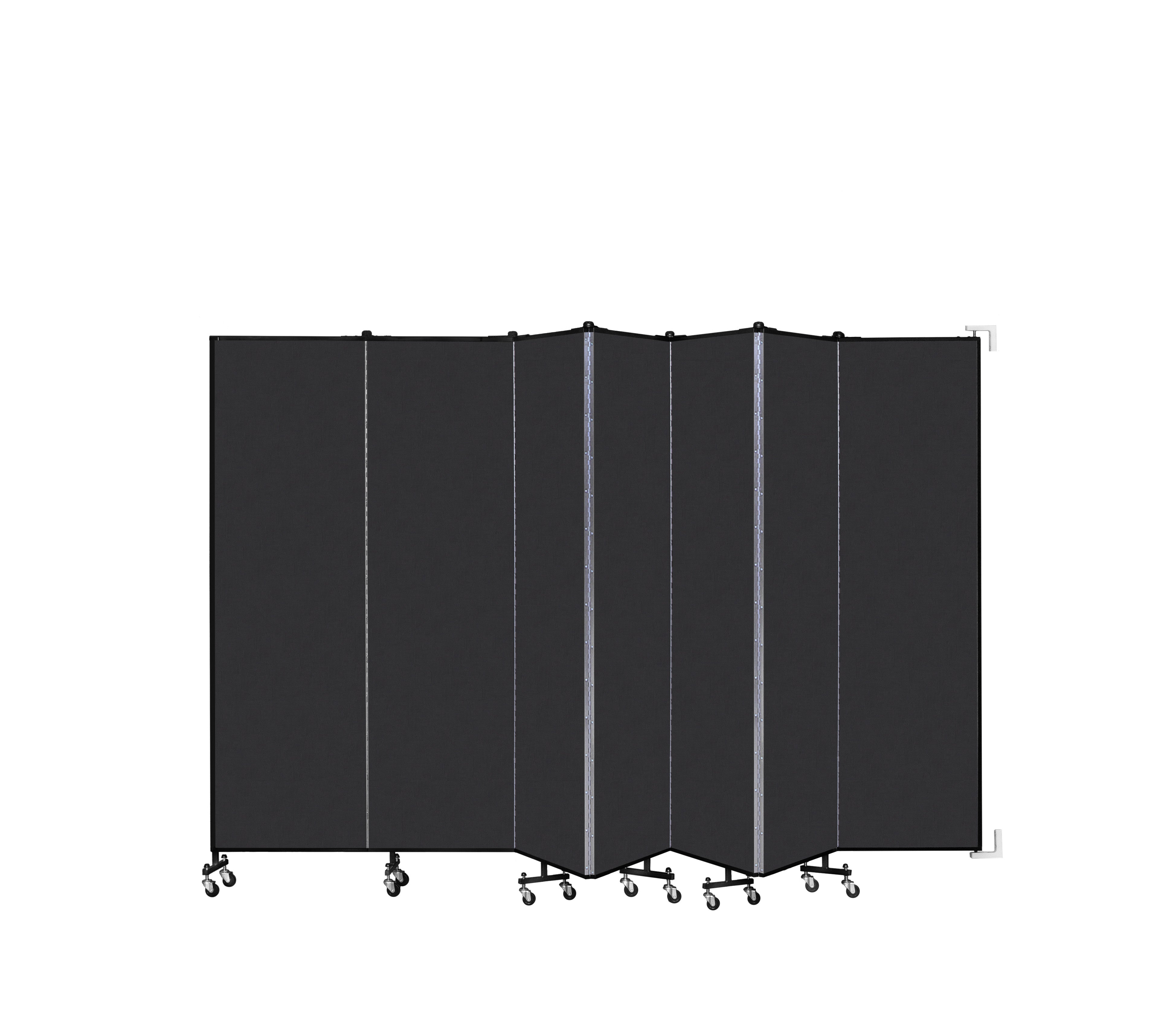Wallmount Room Divider - 6' 8"H x 12' 10"L - 7 Panel, Coal, Vinyl
