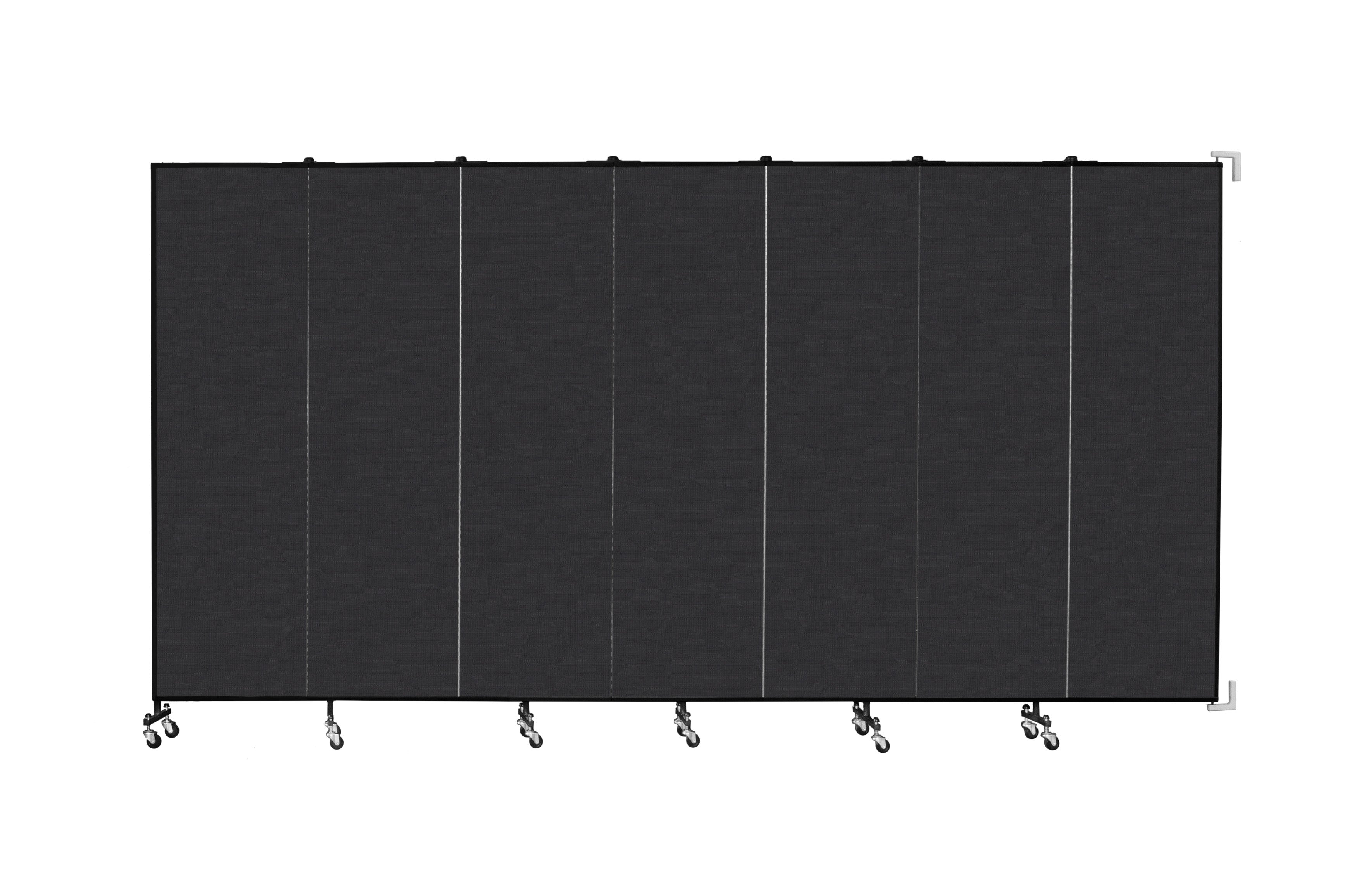 Wallmount Room Divider - 6' 8"H x 12' 10"L - 7 Panel, Coal, Vinyl