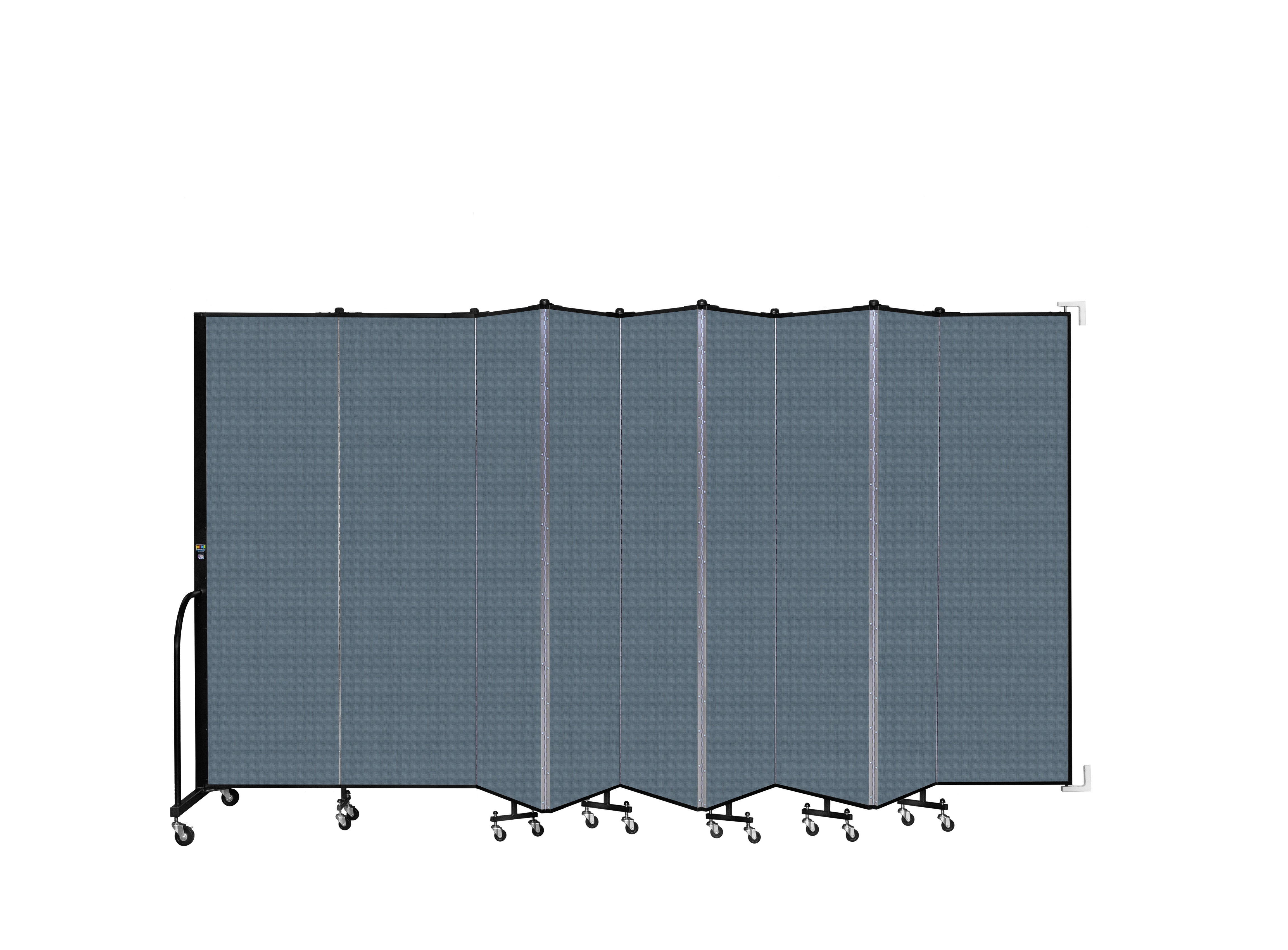 Wallmount Room Divider - 6' 8"H x 16' 6"L - 9 Panel, Lake, Fabric