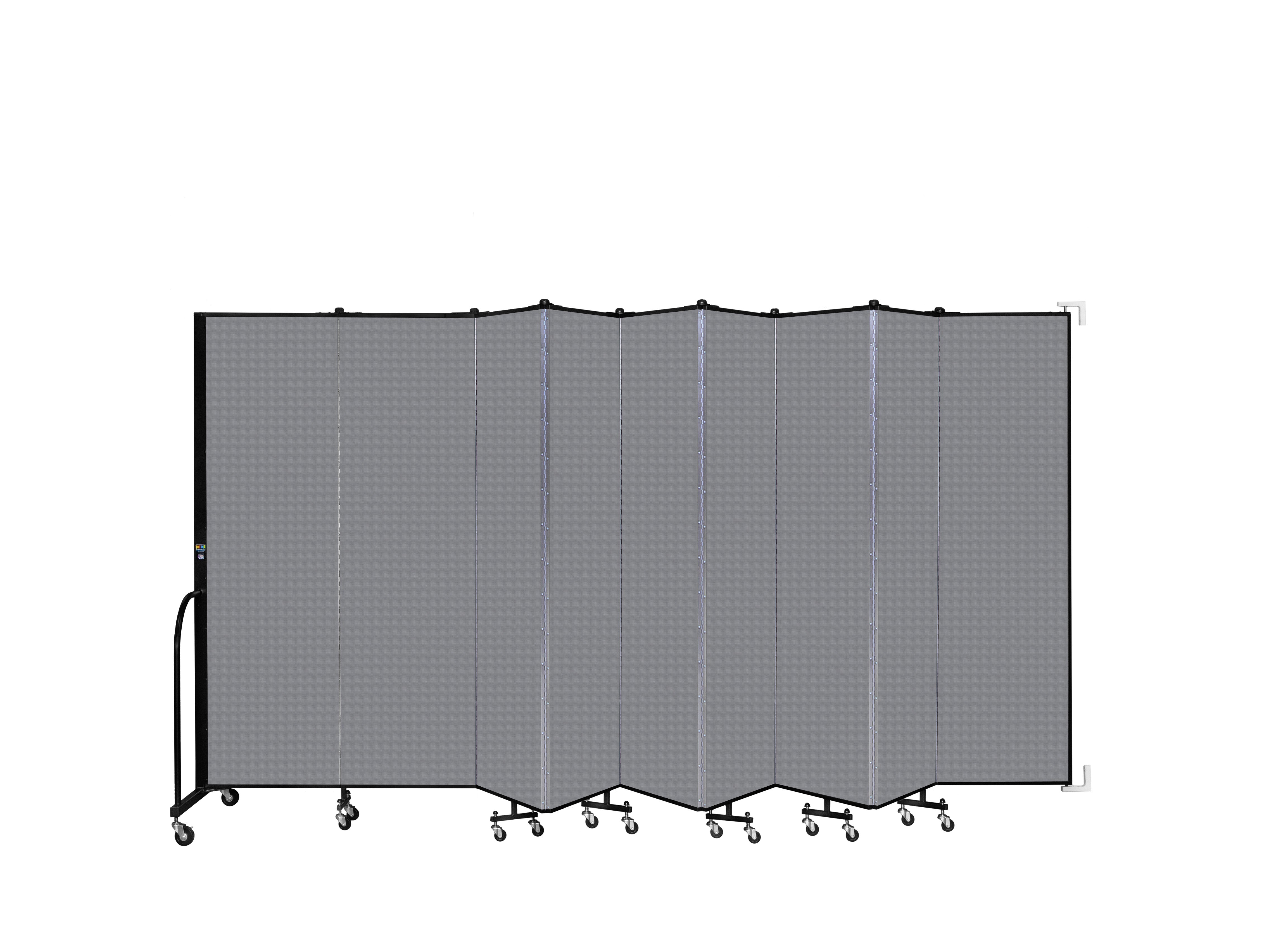 Wallmount Room Divider - 6' 8"H x 16' 6"L - 9 Panel, Stone, Fabric