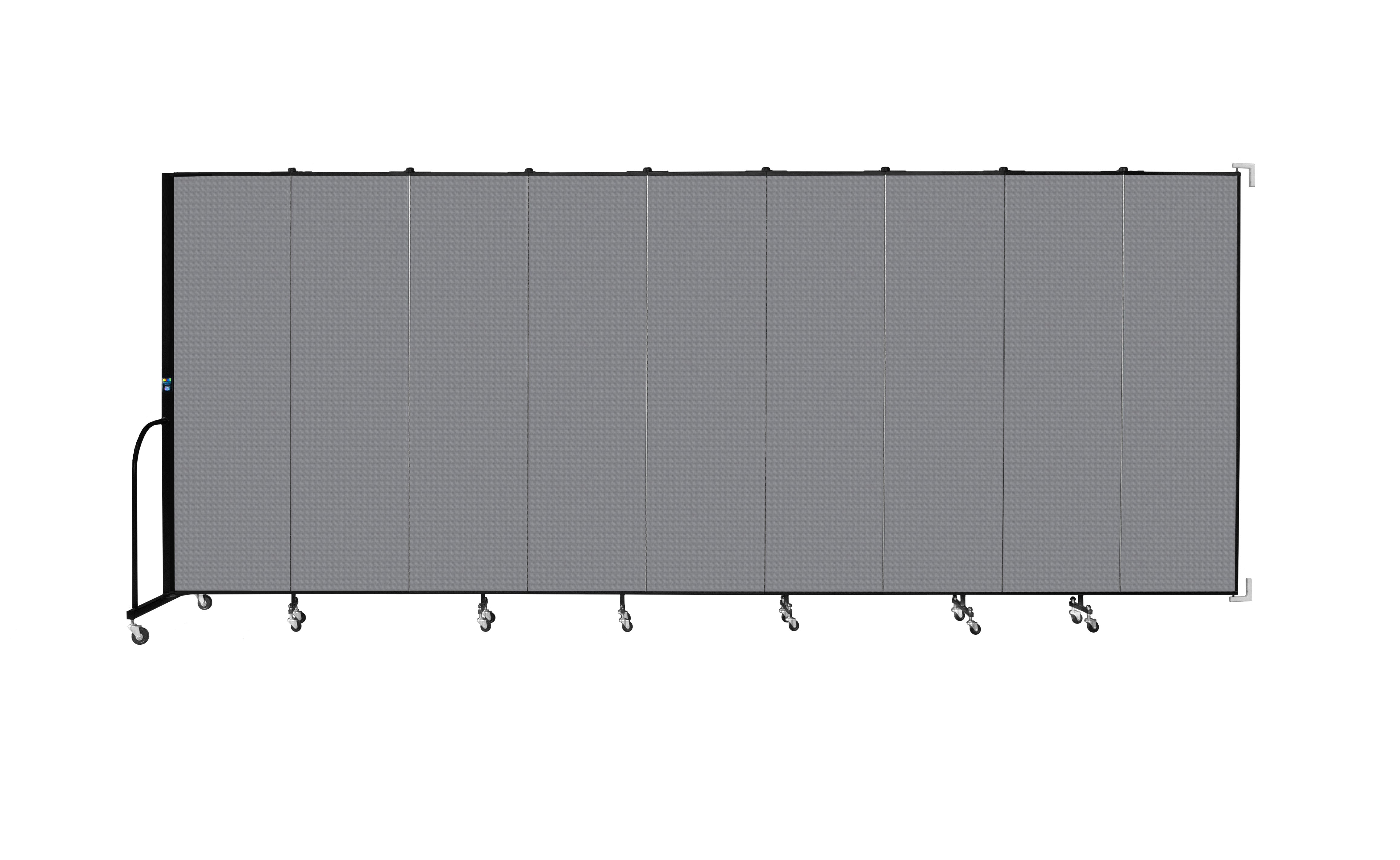 Wallmount Room Divider - 6' 8"H x 16' 6"L - 9 Panel, Stone, Fabric