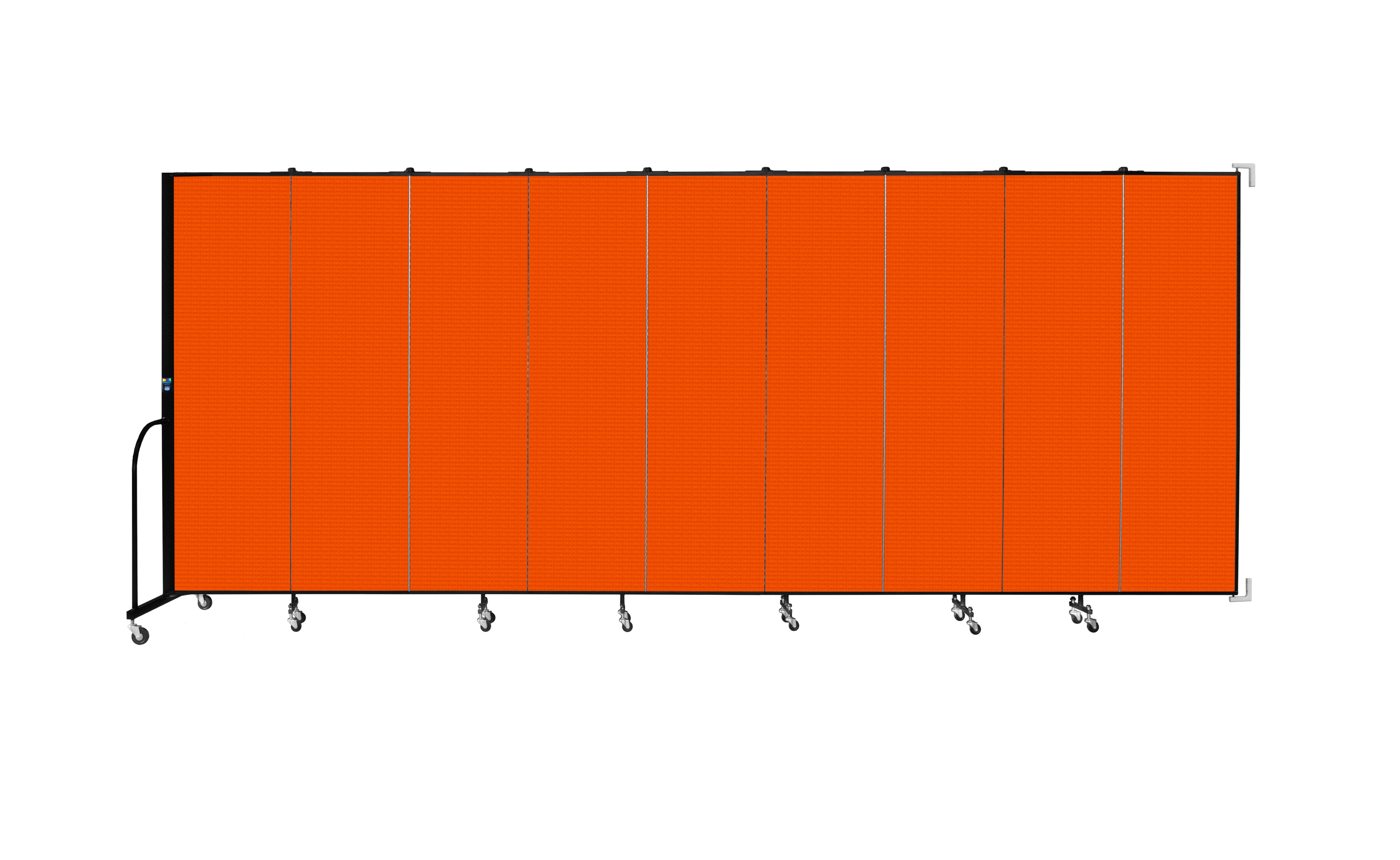 Wallmount Room Divider - 6' 8"H x 16' 6"L - 9 Panel, Orange, Fabric
