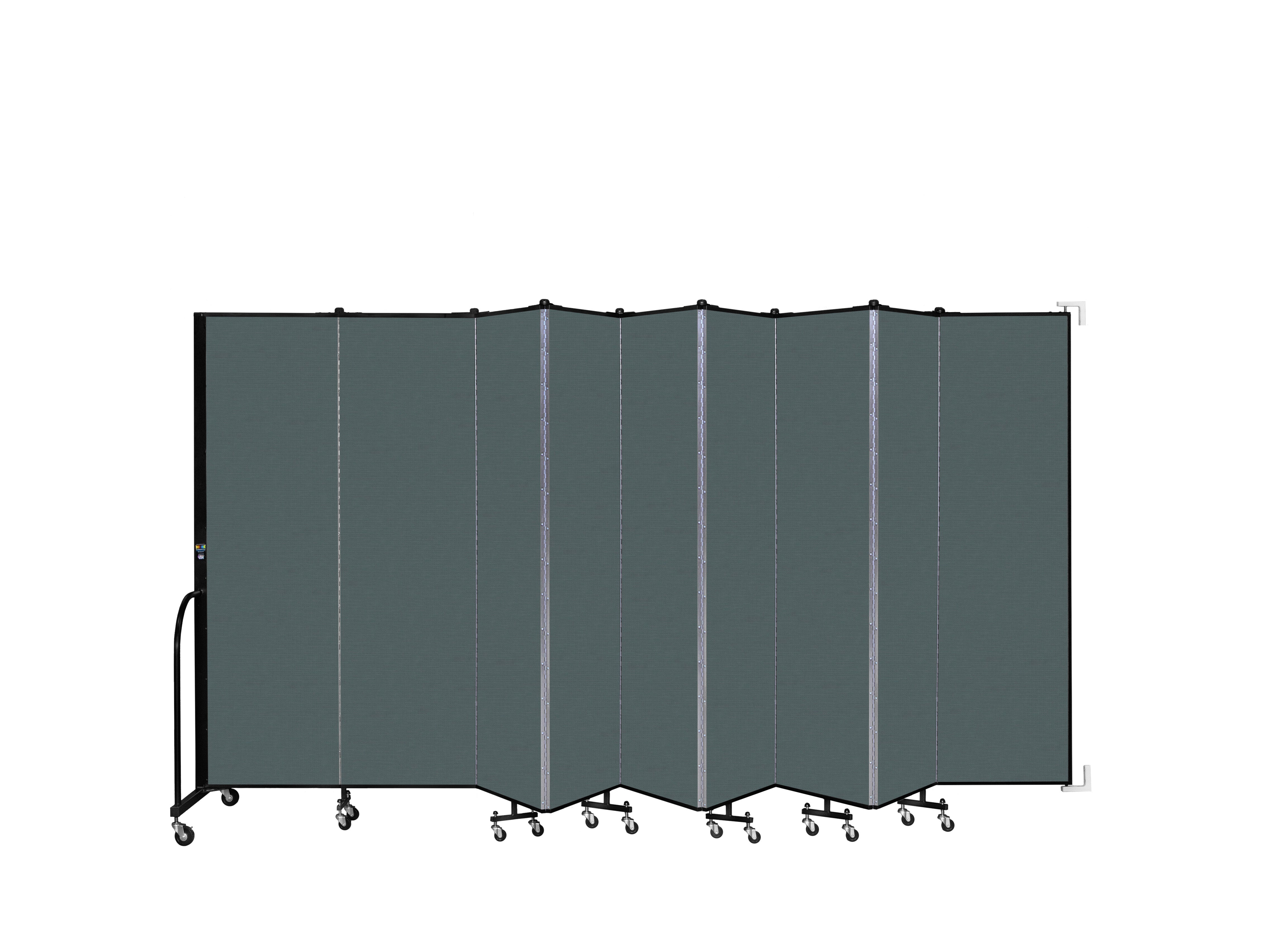 Wallmount Room Divider - 6' 8"H x 16' 6"L - 9 Panel, Mallard, Fabric