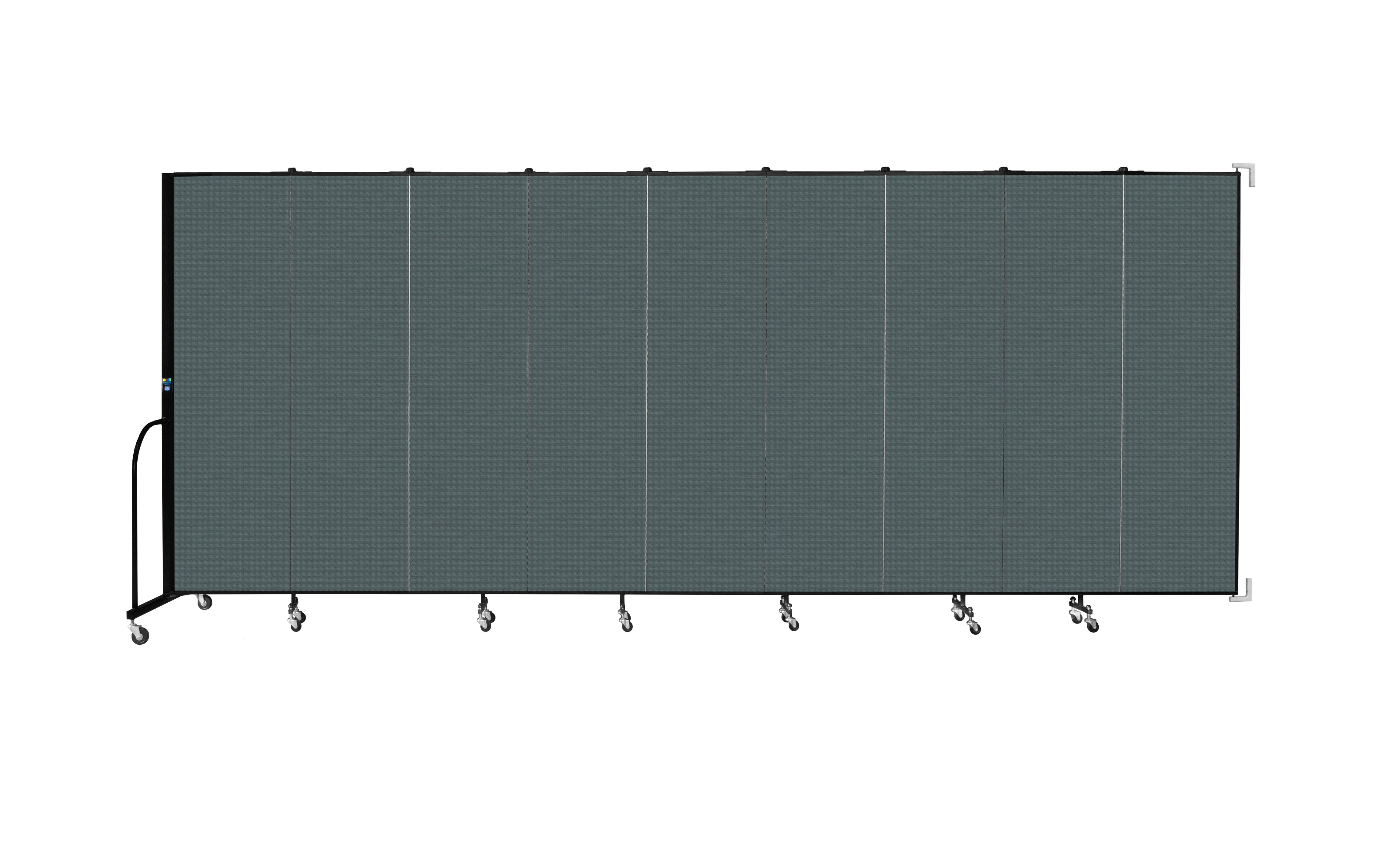 Wallmount Room Divider - 6' 8"H x 16' 6"L - 9 Panel, Mallard, Fabric