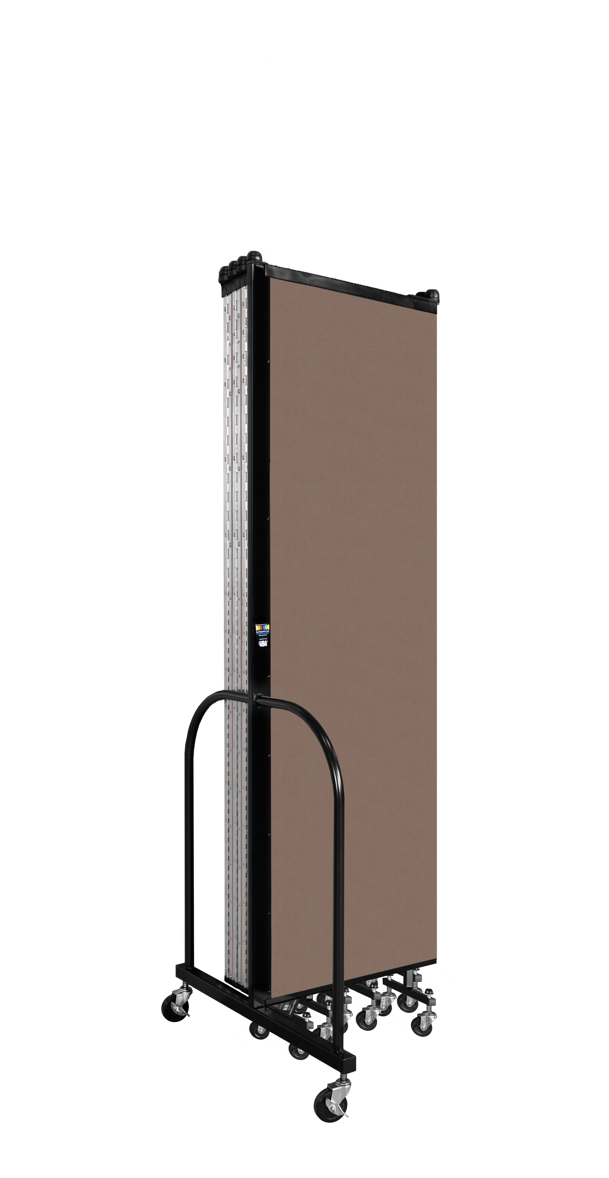 Wallmount Room Divider - 6' 8"H x 16' 6"L - 9 Panel, Walnut, Fabric