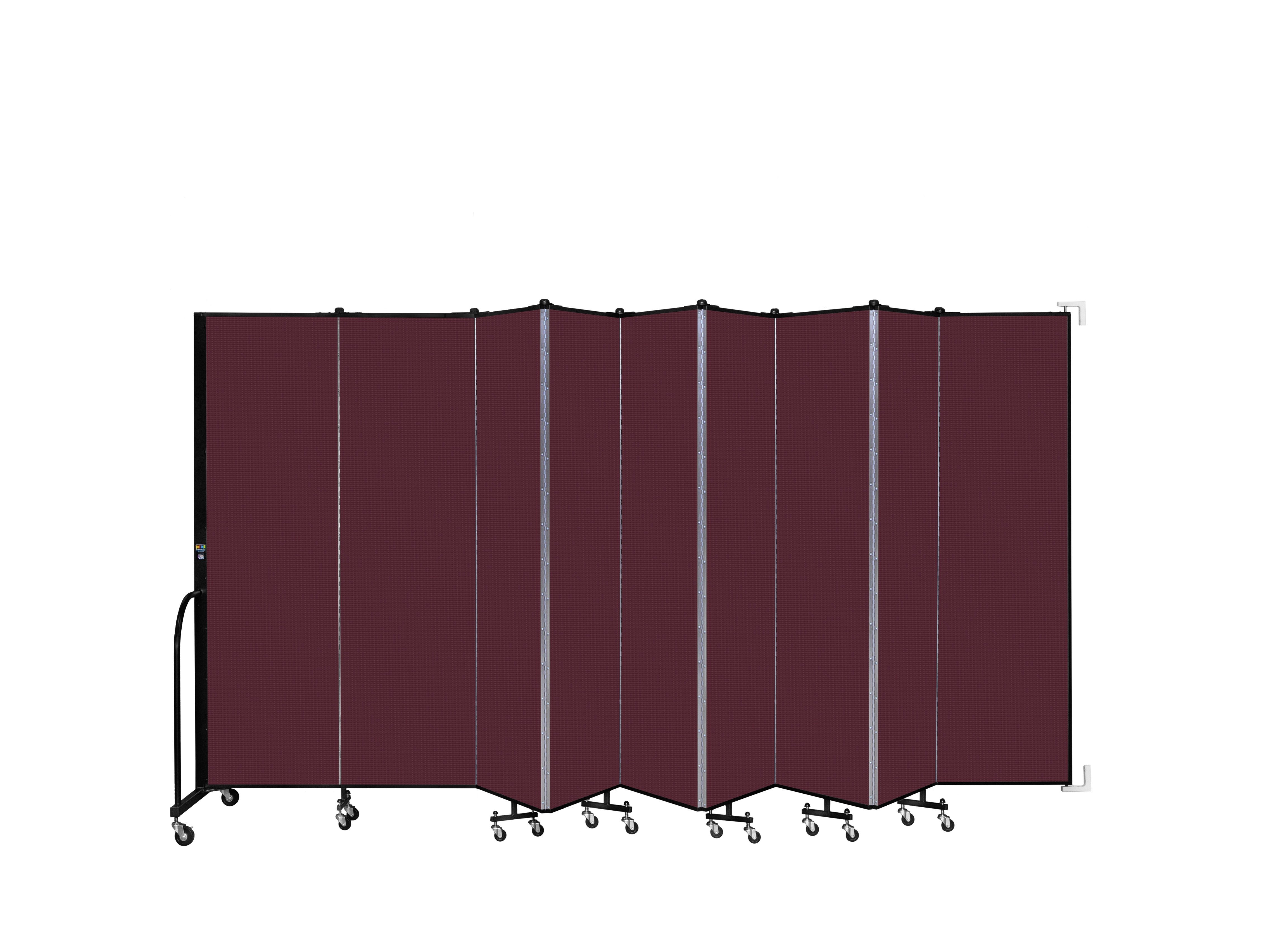Wallmount Room Divider - 6' 8"H x 16' 6"L - 9 Panel, Purple, Fabric