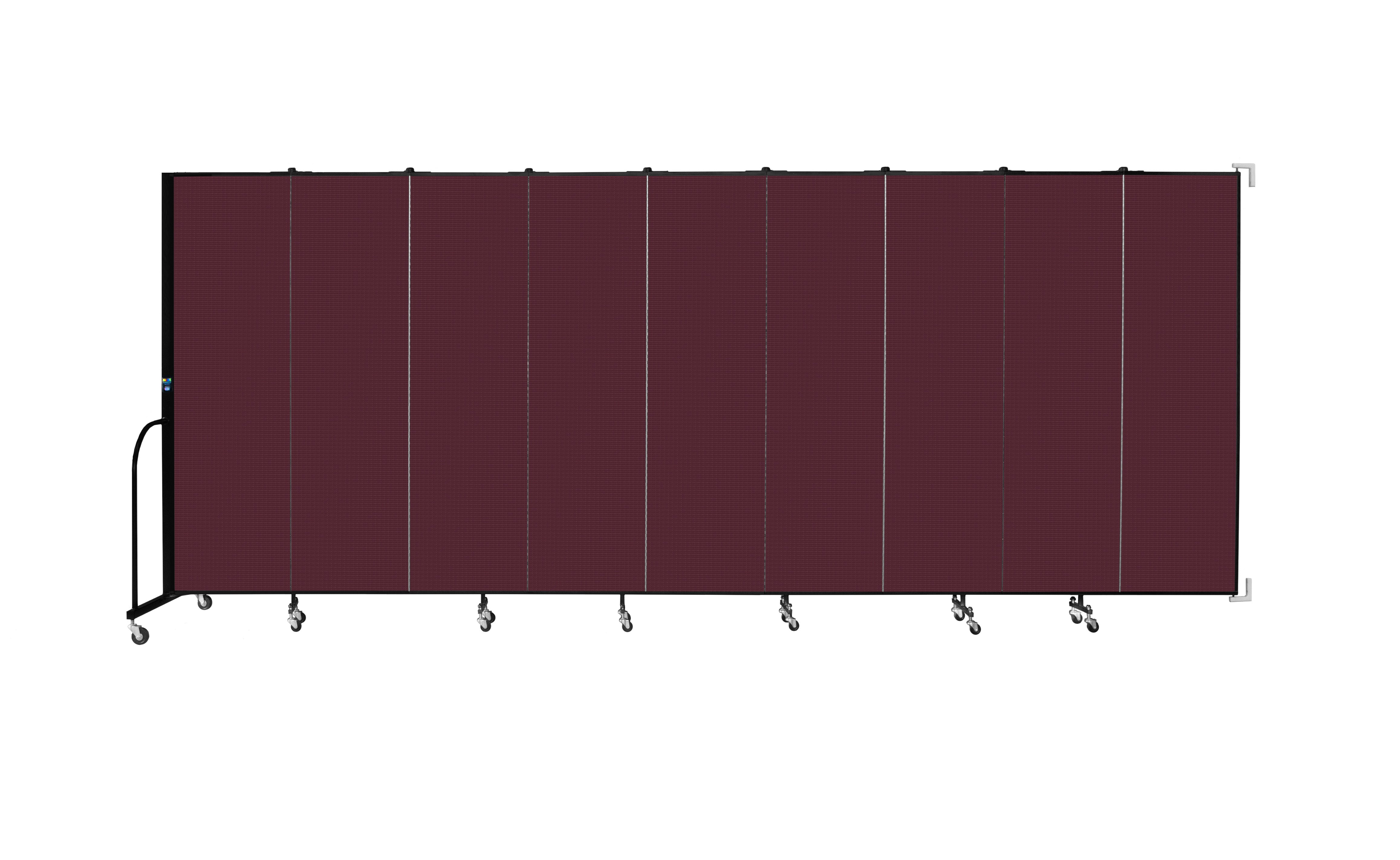 Wallmount Room Divider - 6' 8"H x 16' 6"L - 9 Panel, Purple, Fabric