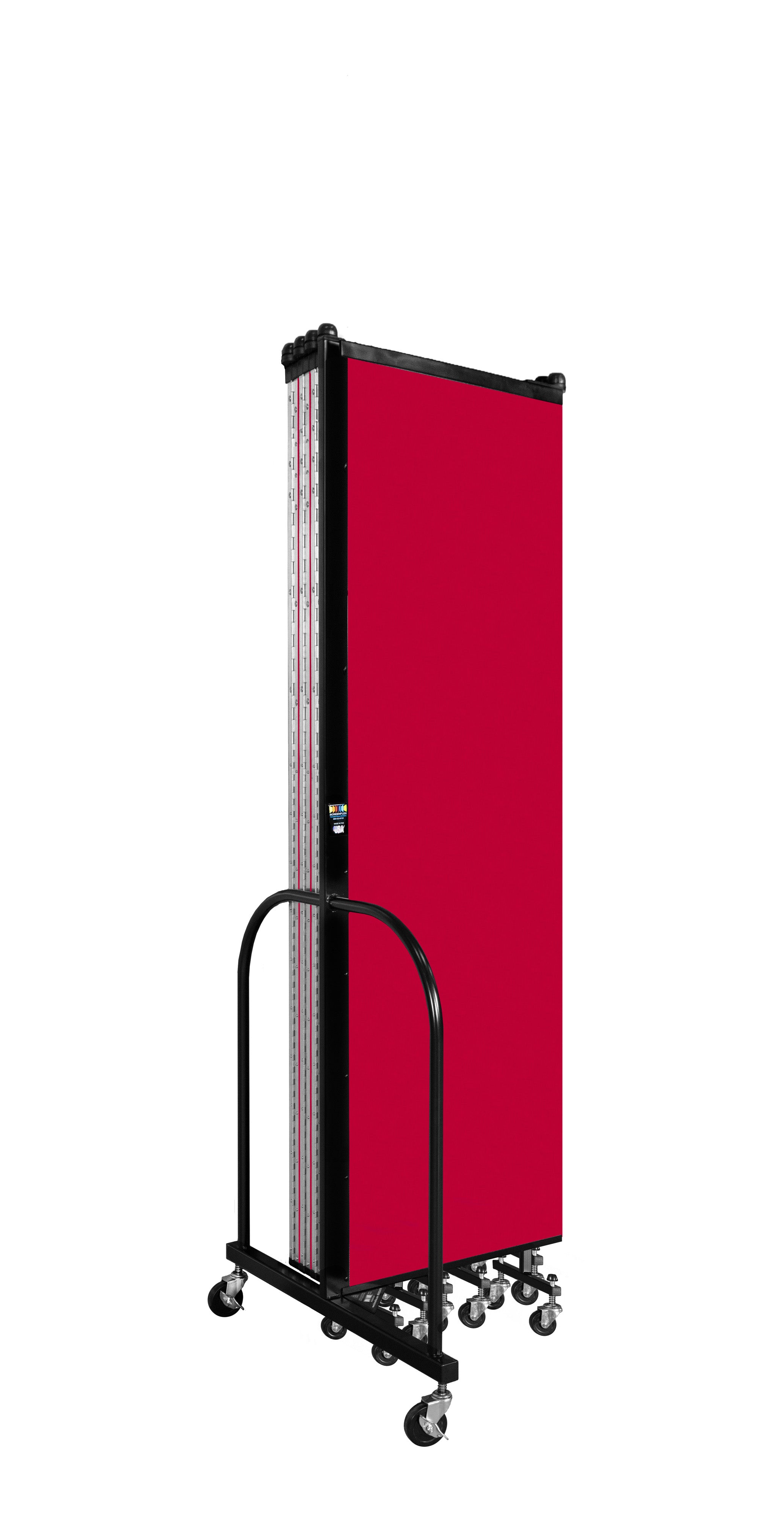 Wallmount Room Divider - 6' 8"H x 16' 6"L - 9 Panel, Primary Red, Fabric