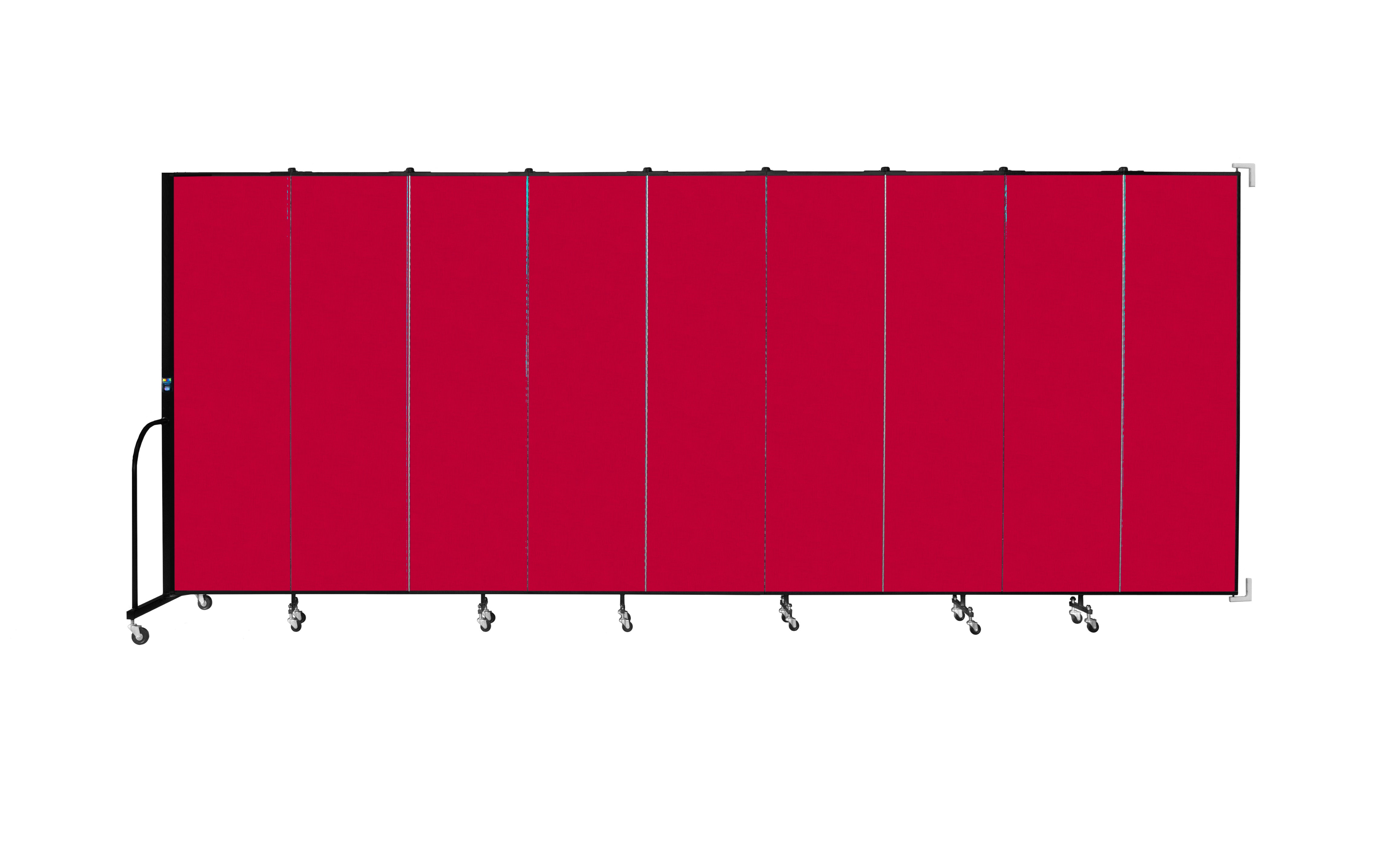 Wallmount Room Divider - 6' 8"H x 16' 6"L - 9 Panel, Primary Red, Fabric