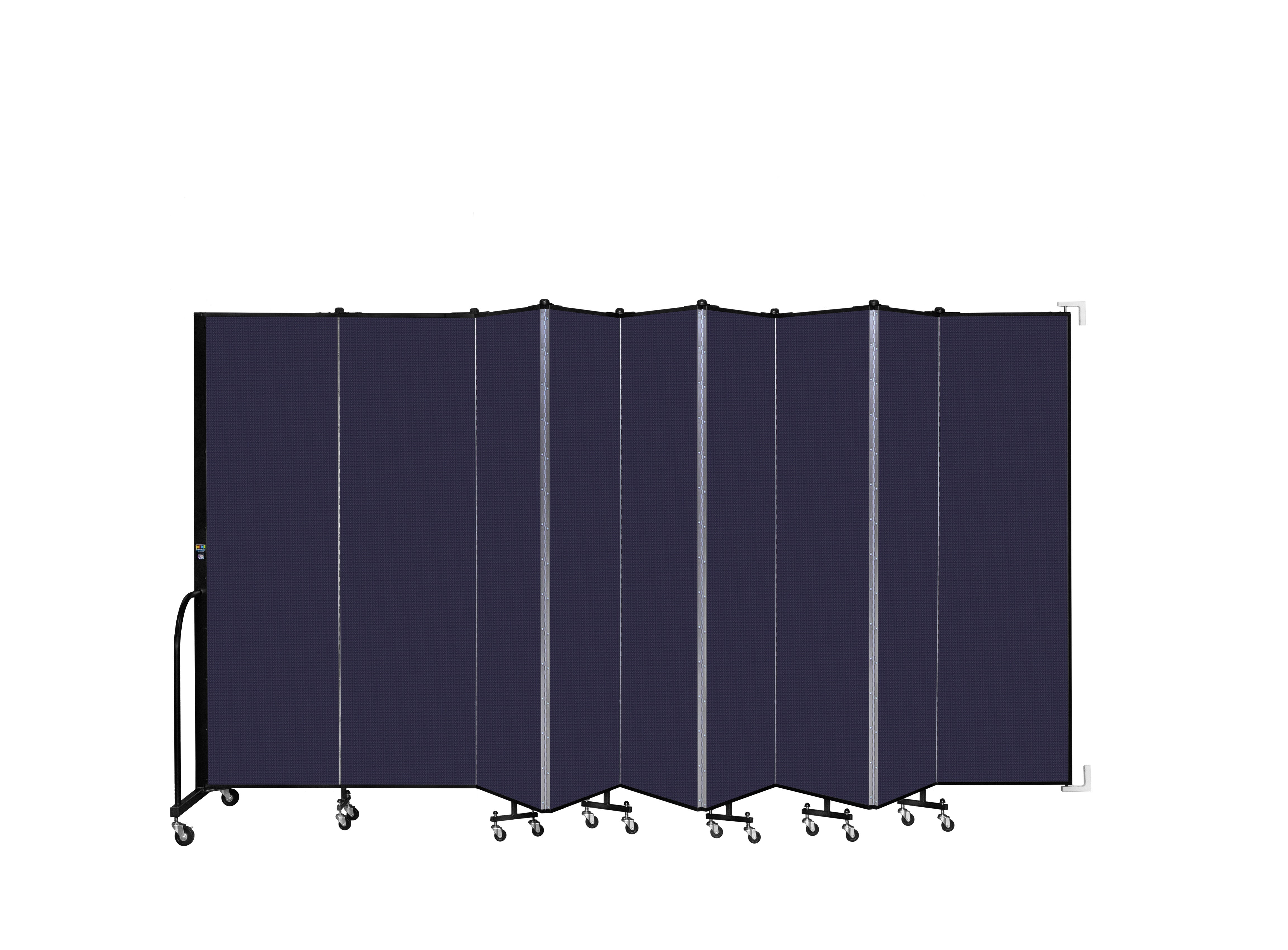 Wallmount Room Divider - 6' 8"H x 16' 6"L - 9 Panel, Navy, Fabric