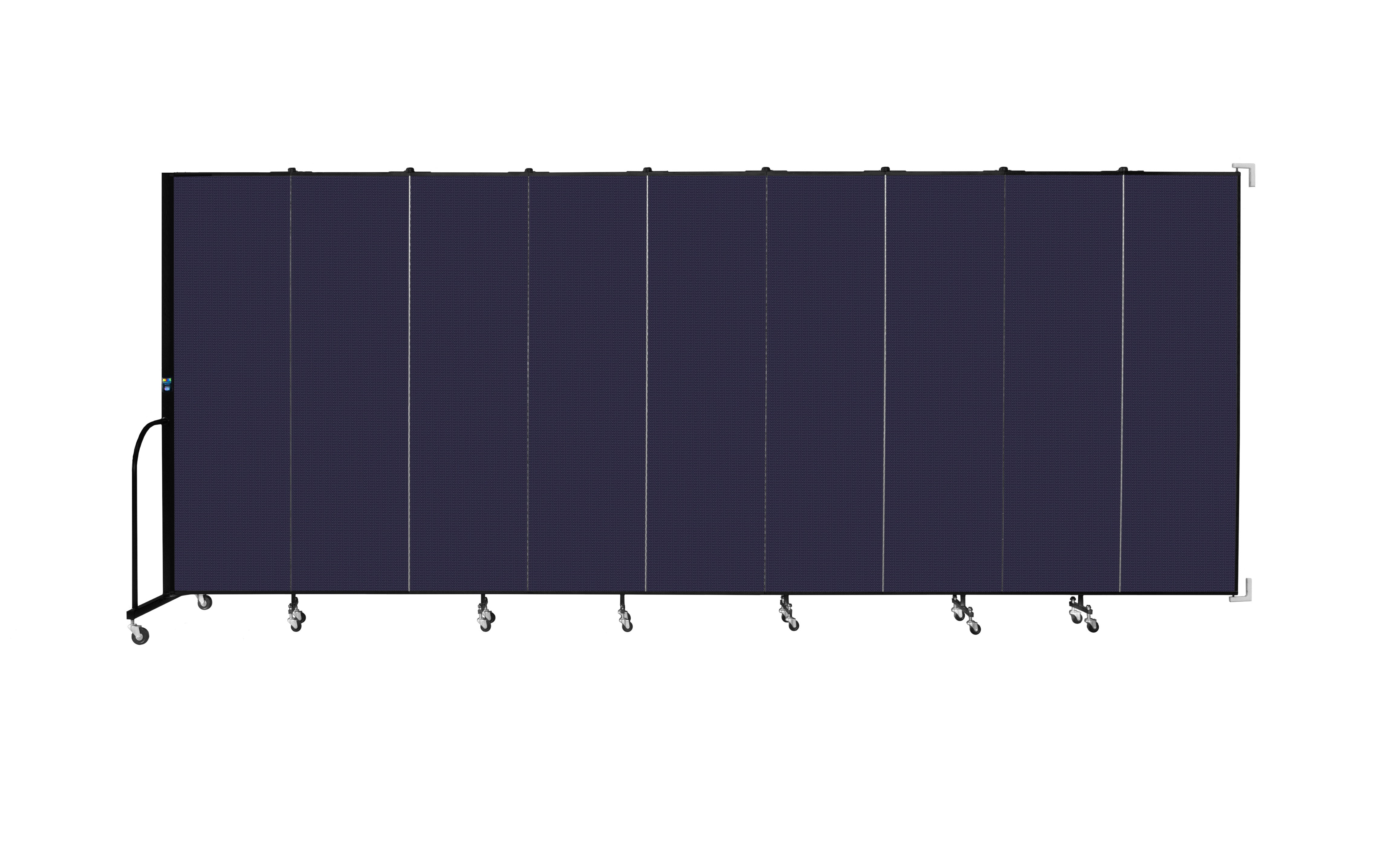 Wallmount Room Divider - 6' 8"H x 16' 6"L - 9 Panel, Navy, Fabric